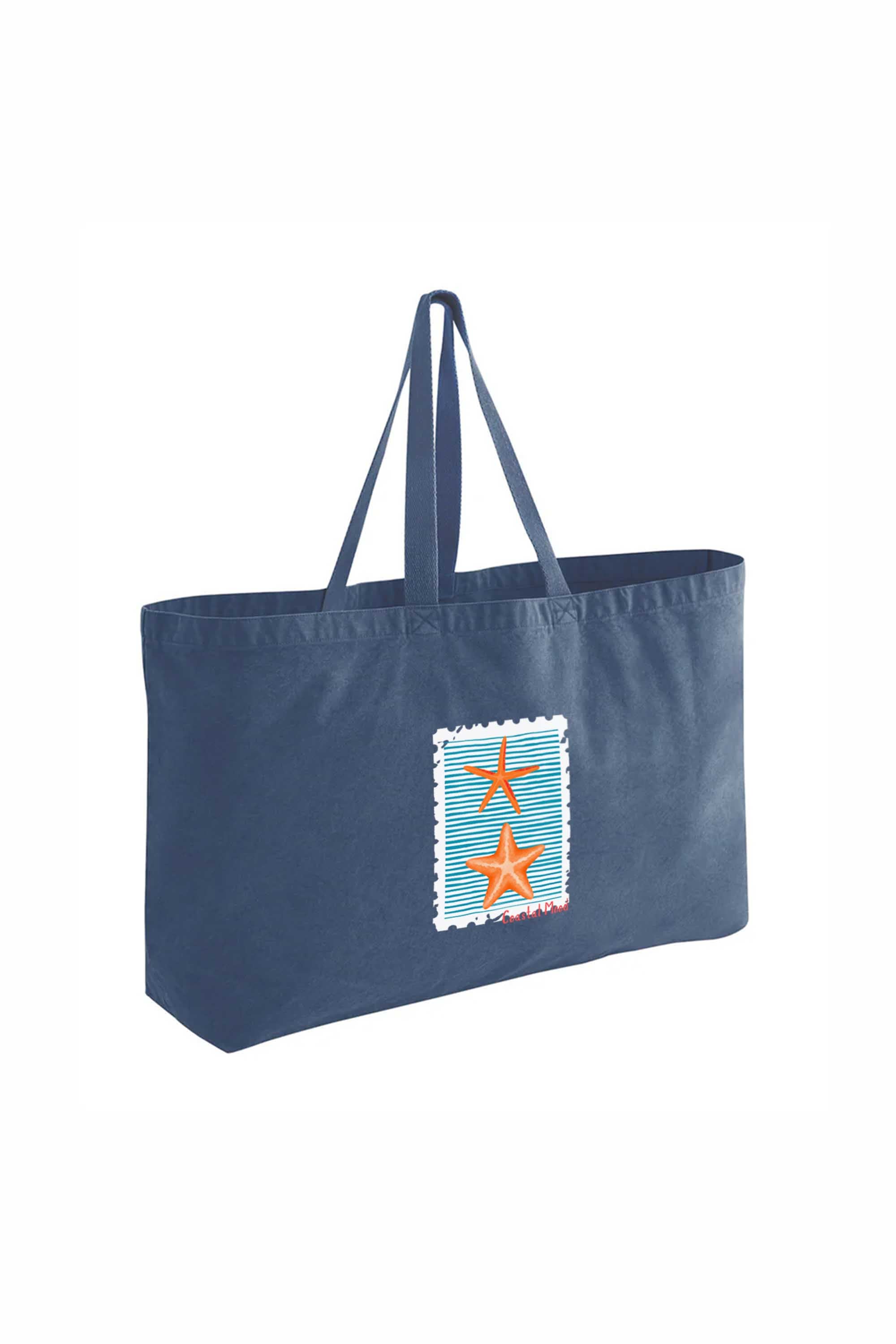 407gsm Acid Washed Coastal Mood Printed Oversized Cotton Tote Bag