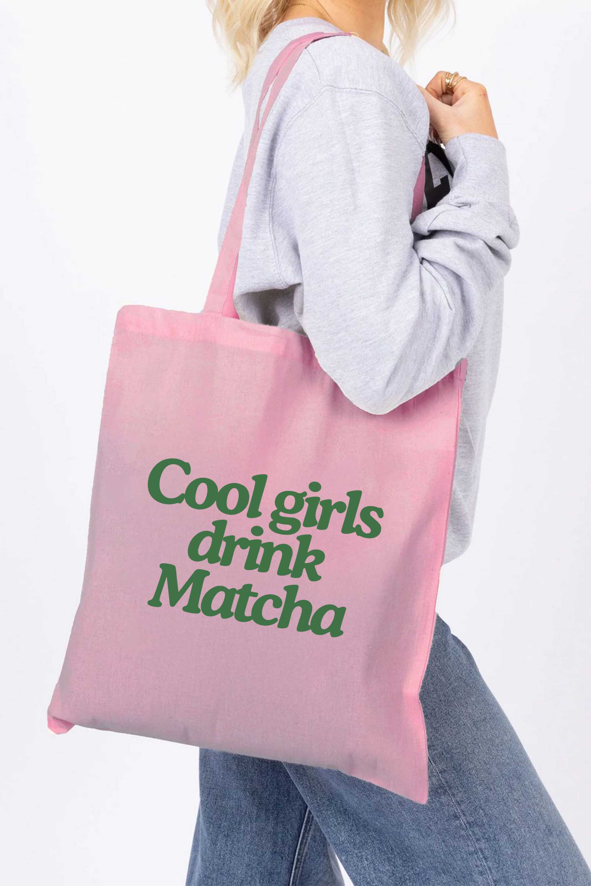 Cool Girls Drinking Matcha Printed Tote Bag