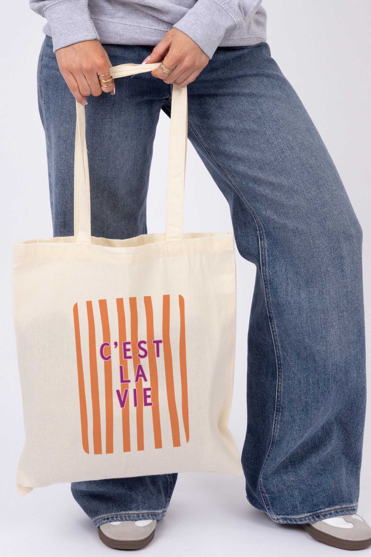 Retro Style C’est La Vie Printed Tote Bag