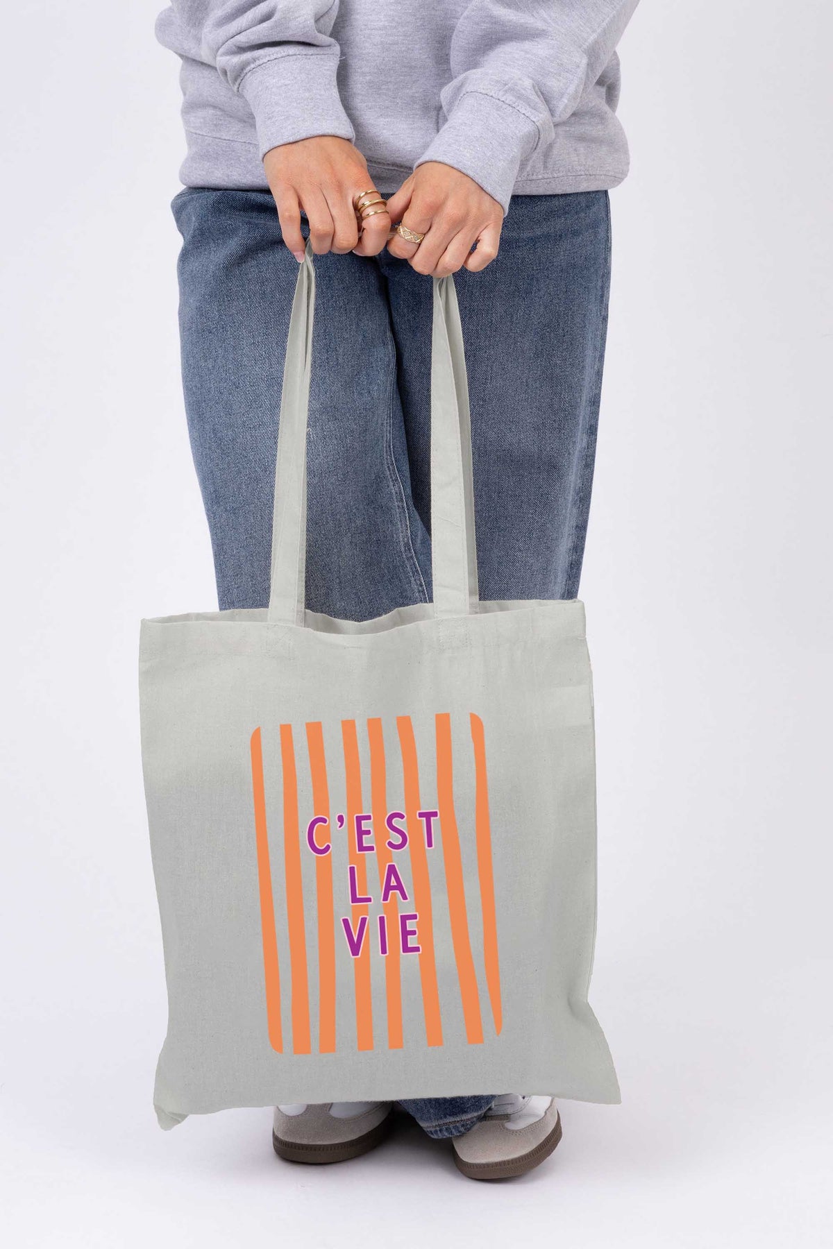 Retro Style C’est La Vie Printed Tote Bag