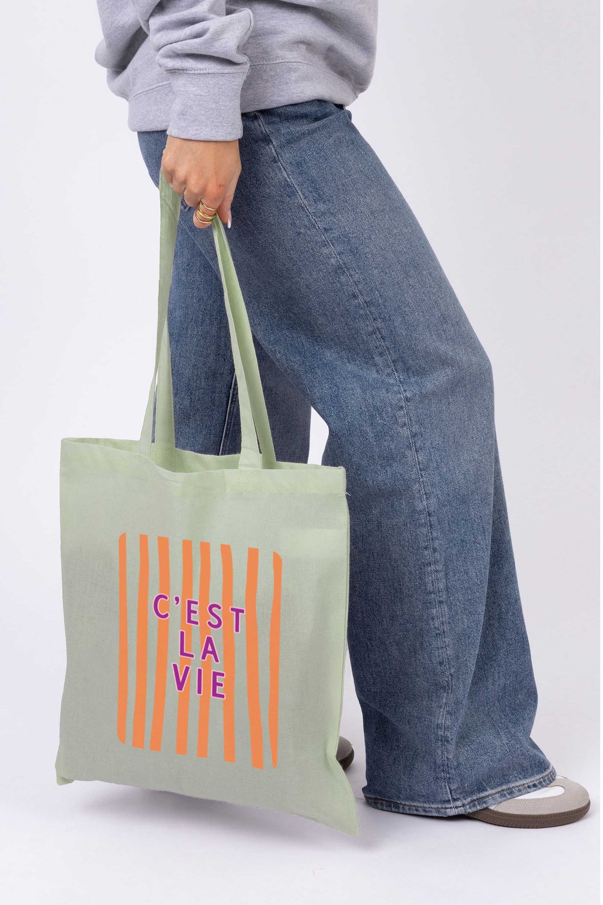 Retro Style C’est La Vie Printed Tote Bag