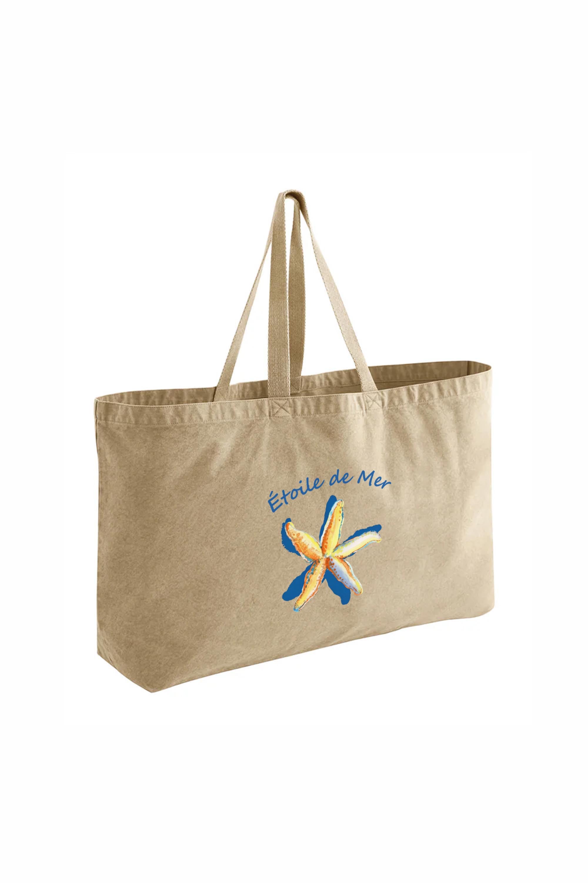 407gsm Acid Washed Étoile de Mer Starfish Printed Oversized Cotton Tote Bag