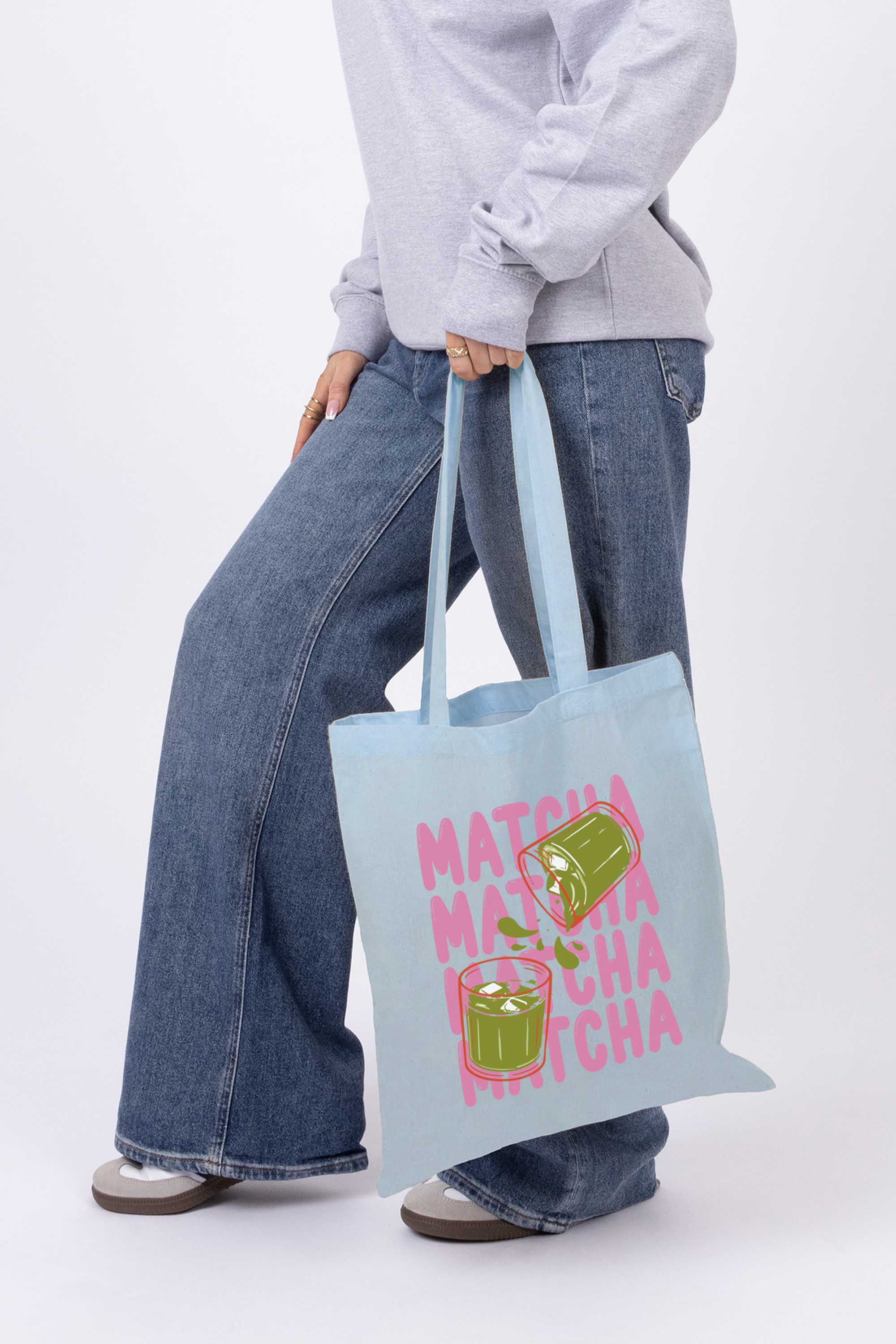 Cute Matcha Printed Tote Bag