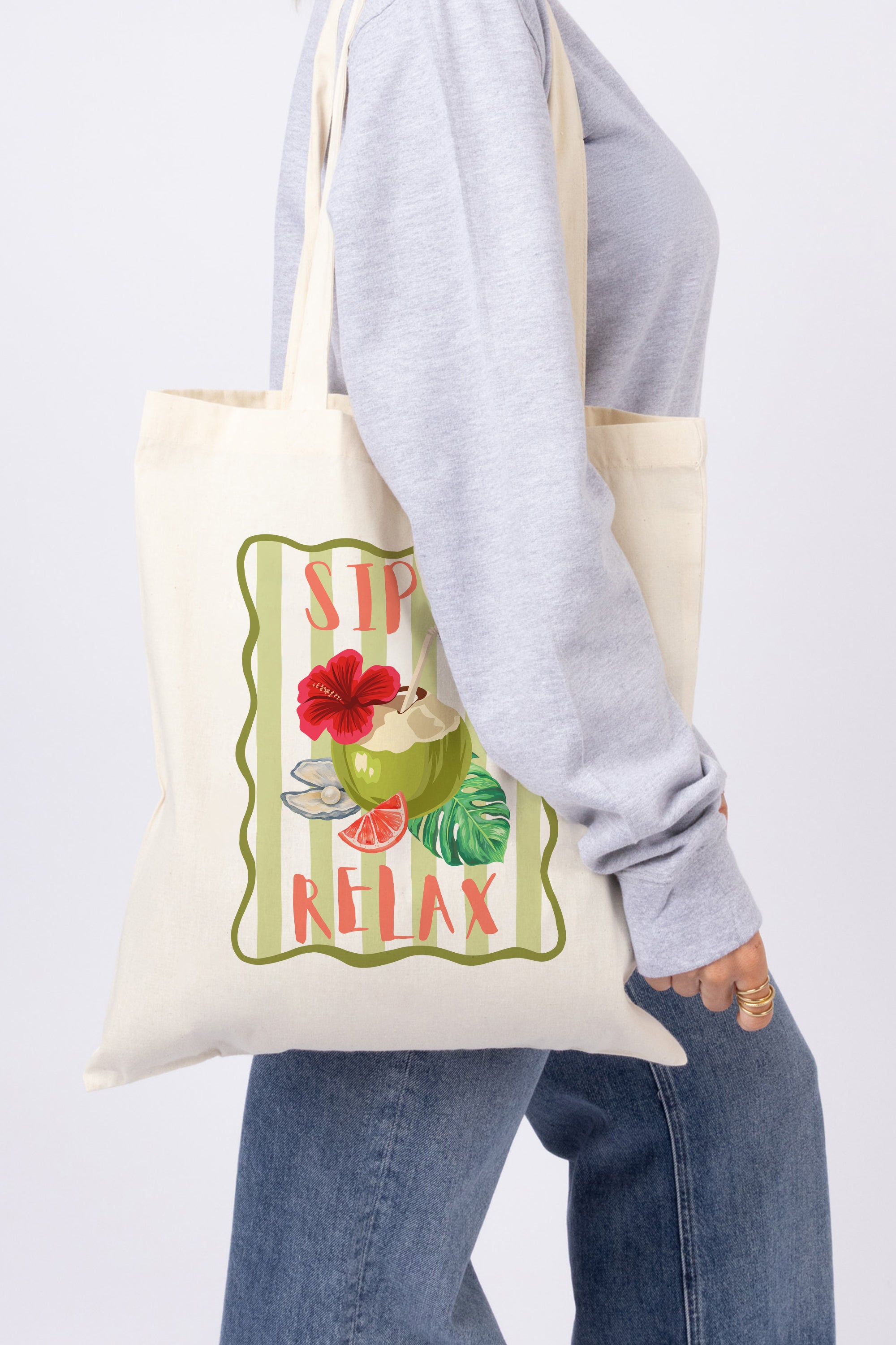 Sip and Relax Printed Tote Bag