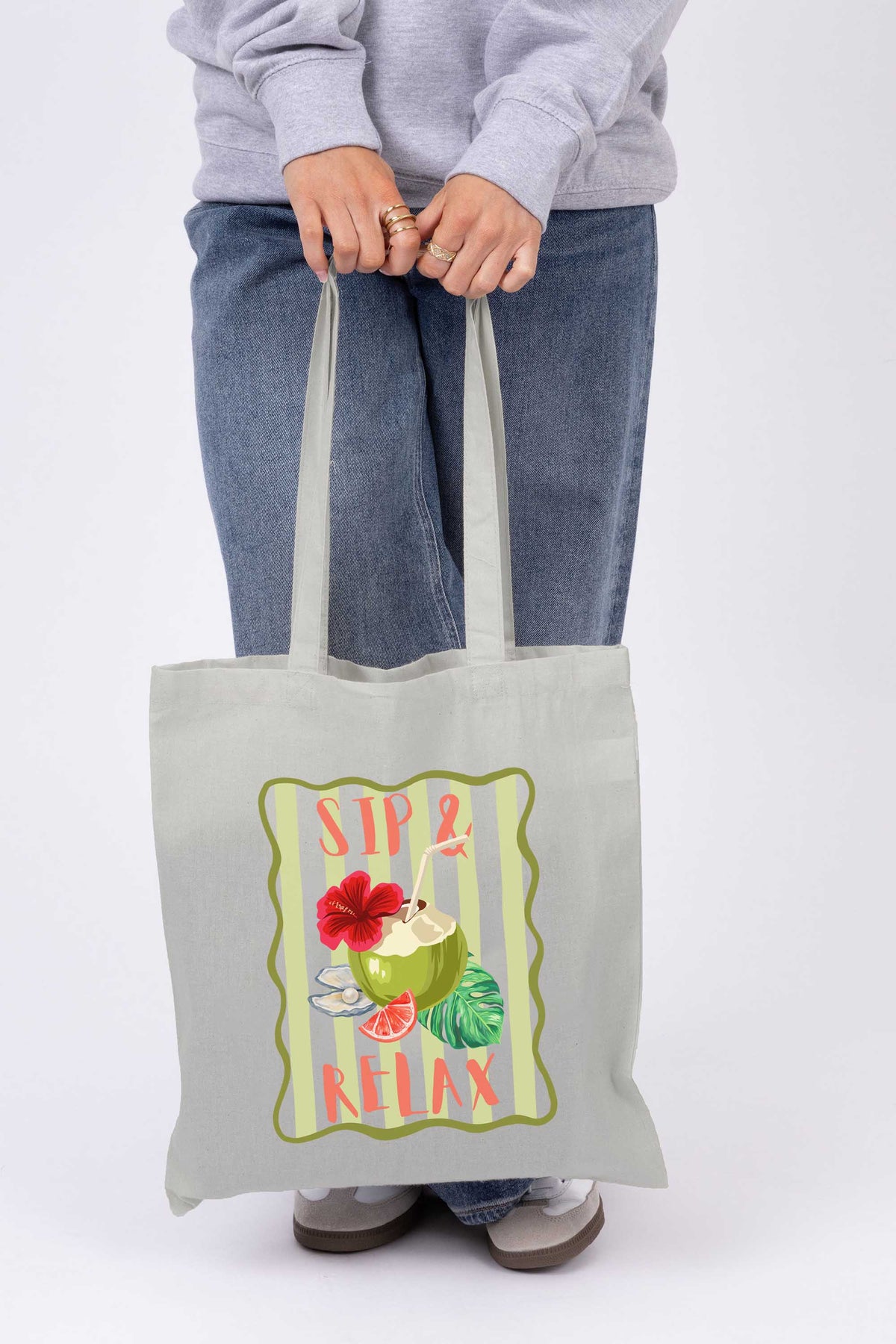 Sip and Relax Printed Tote Bag