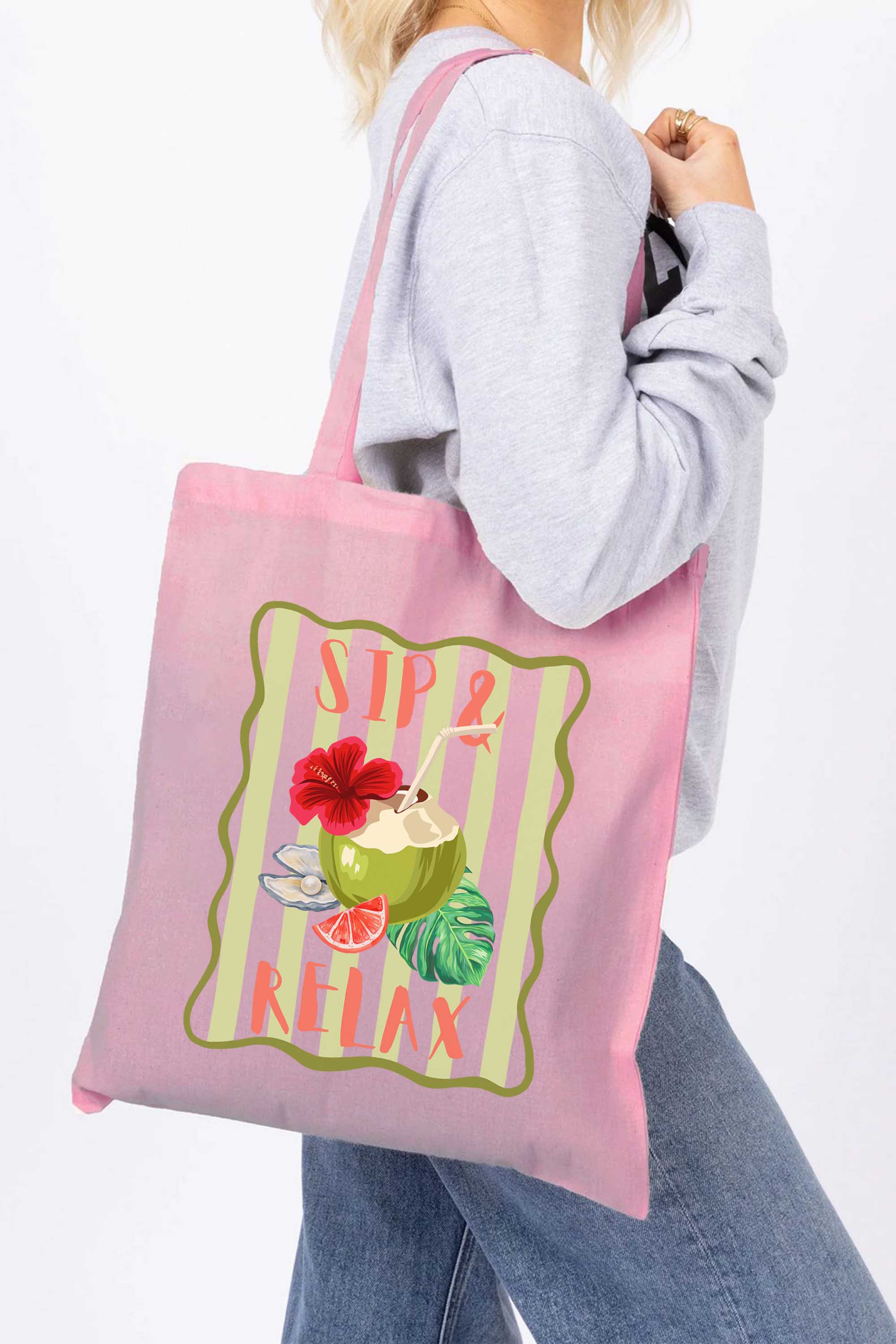 Sip and Relax Printed Tote Bag