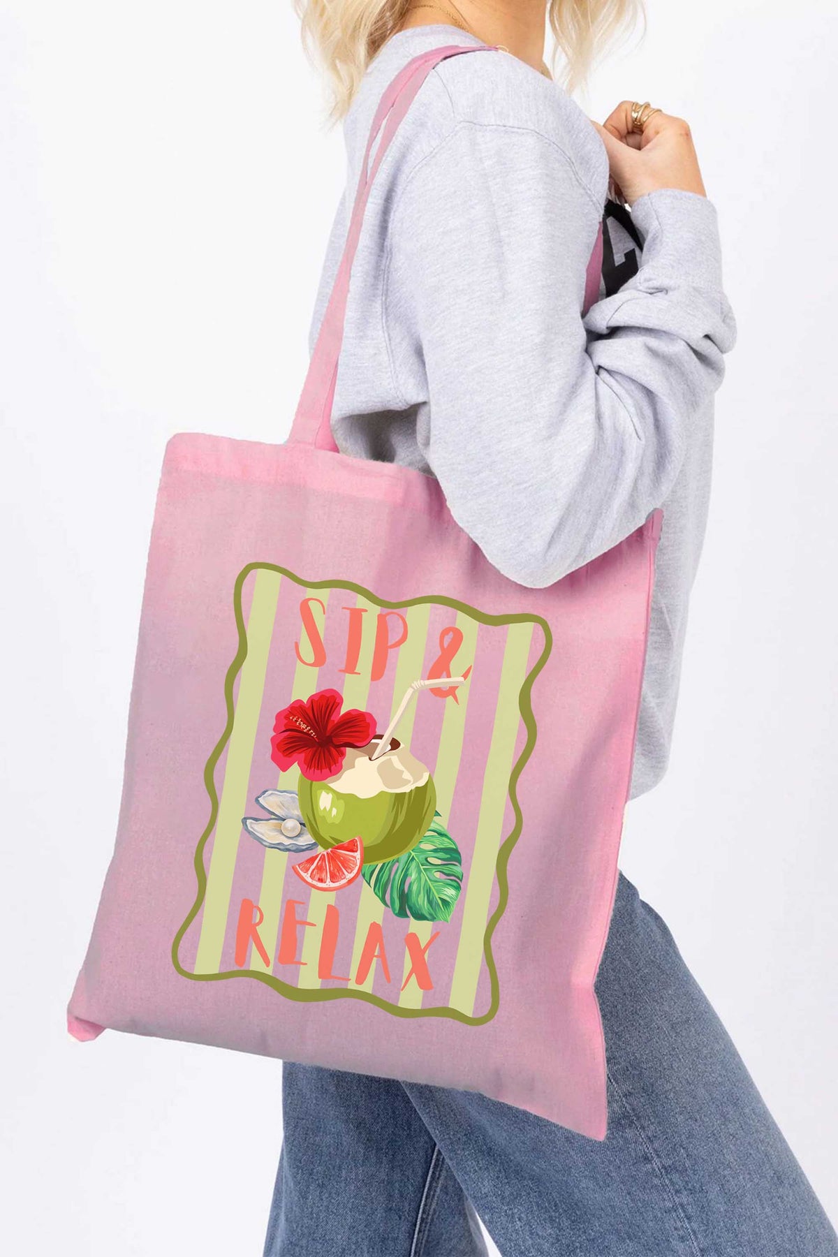 Sip and Relax Printed Tote Bag