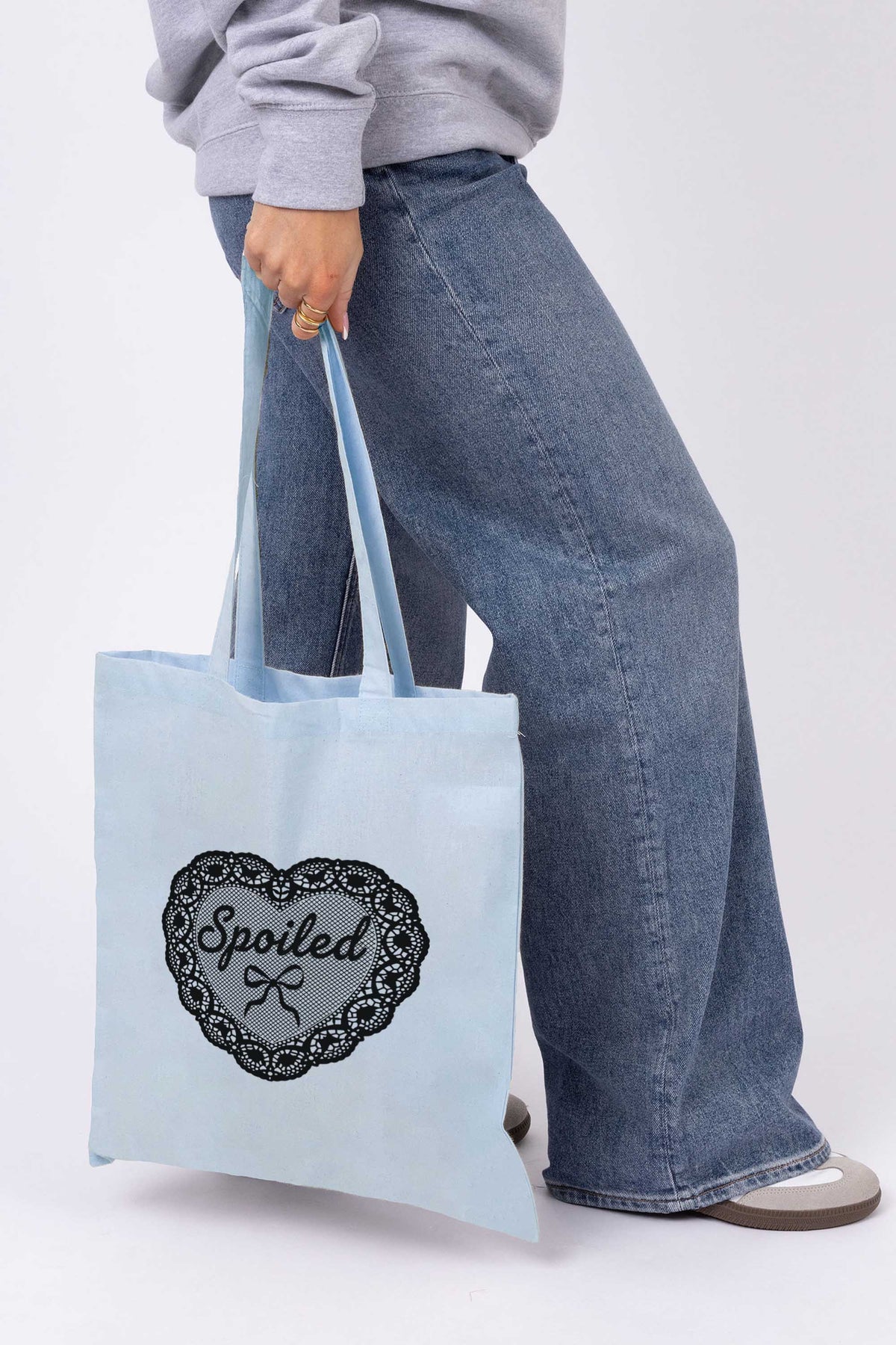 Spoiled Lace Heart Printed Cotton Tote Bag