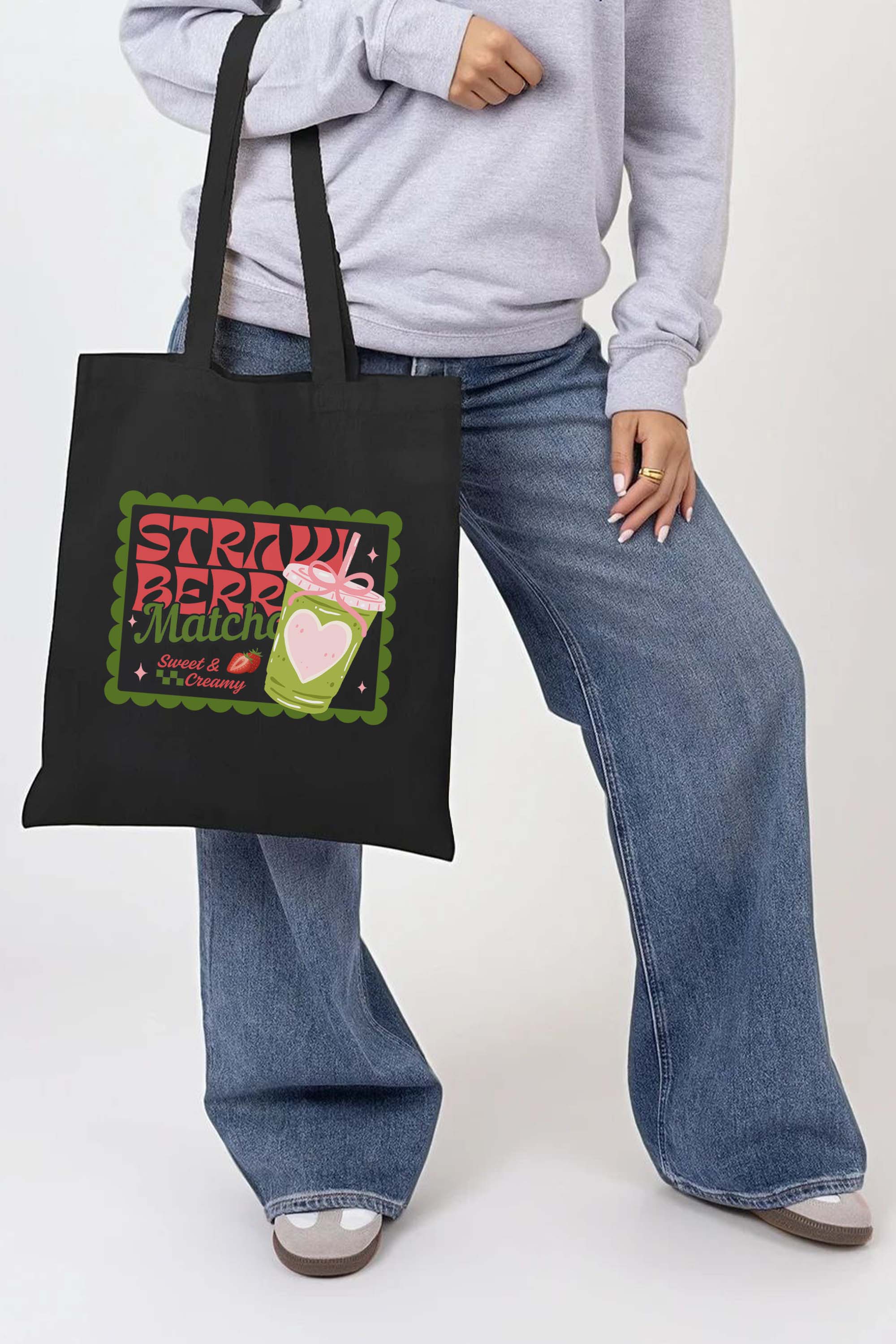 Strawberry Matcha Printed Tote Bag