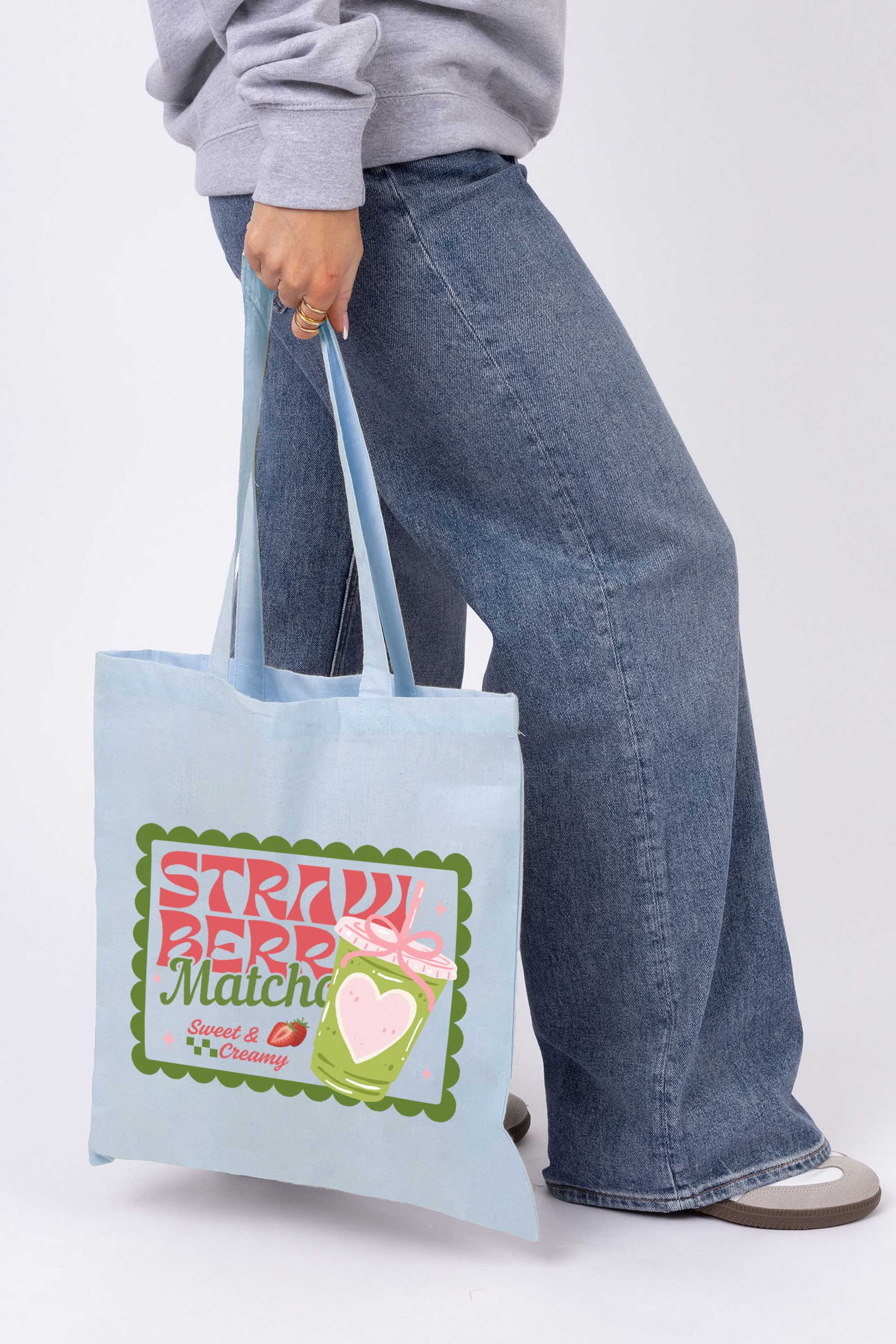 Strawberry Matcha Printed Tote Bag