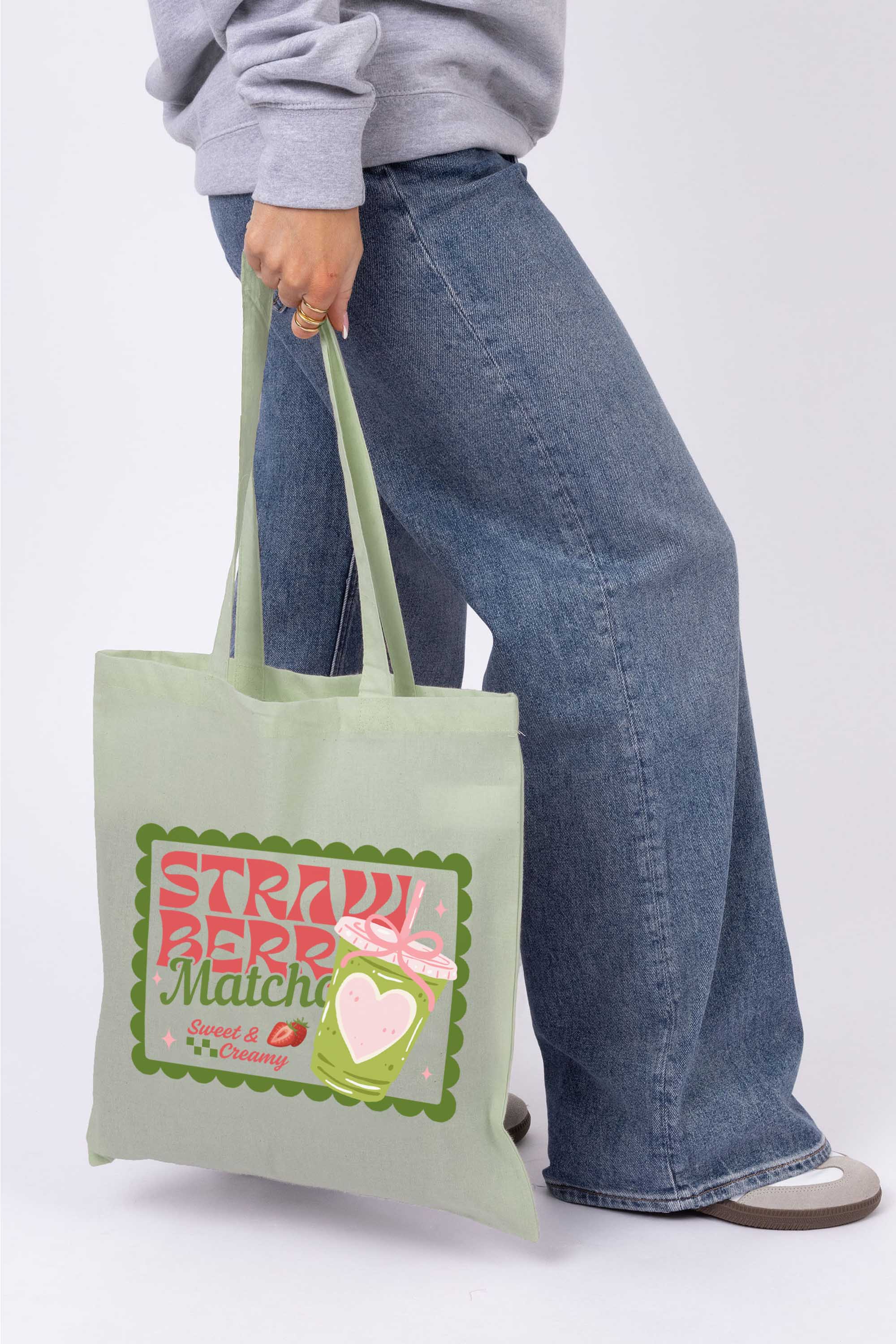 Strawberry Matcha Printed Tote Bag
