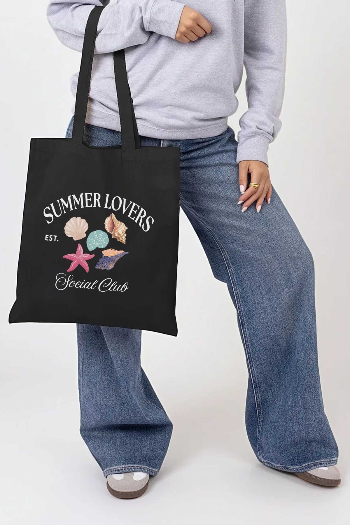 Summer Lovers Sea Shell Printed Cotton Tote Bag
