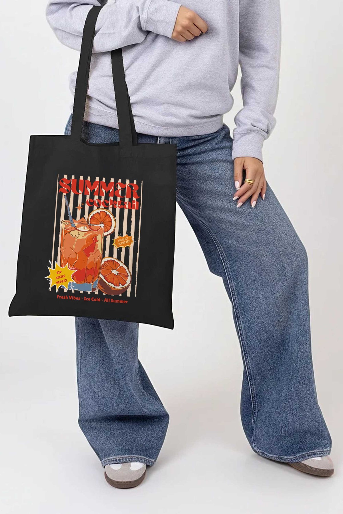 Summer Cocktail Vintage Printed Tote Bag