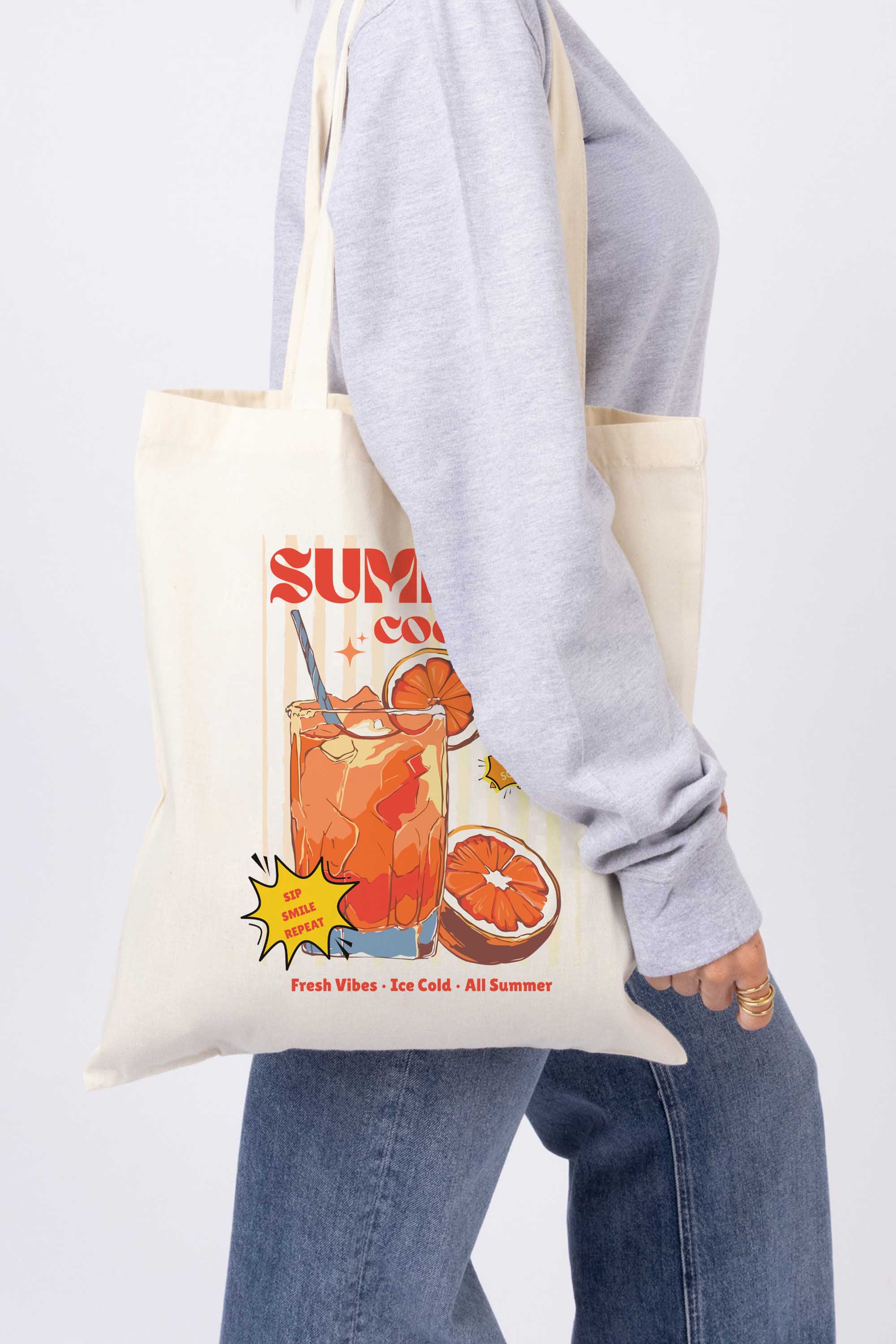 Summer Cocktail Vintage Printed Tote Bag
