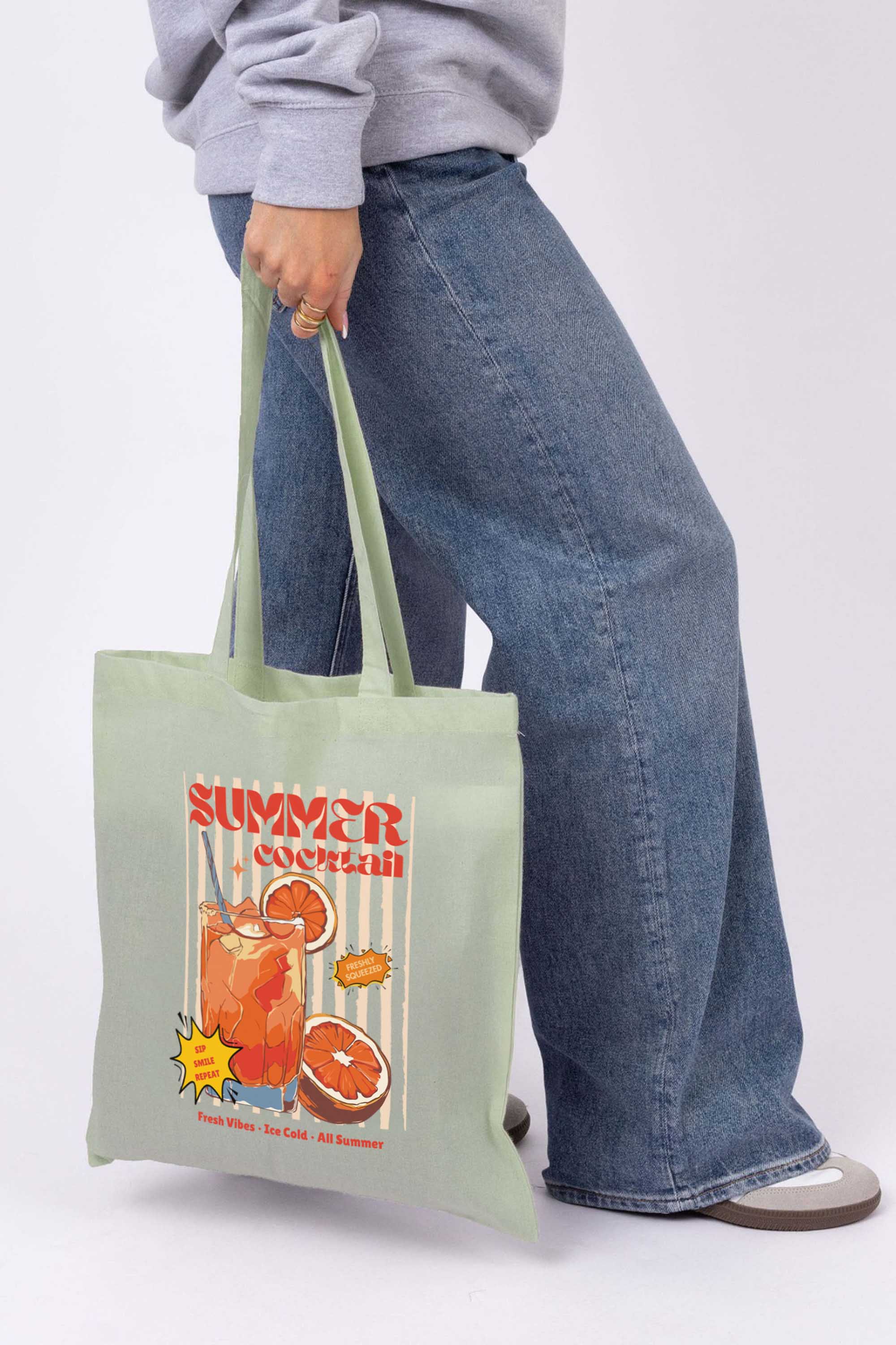 Summer Cocktail Vintage Printed Tote Bag