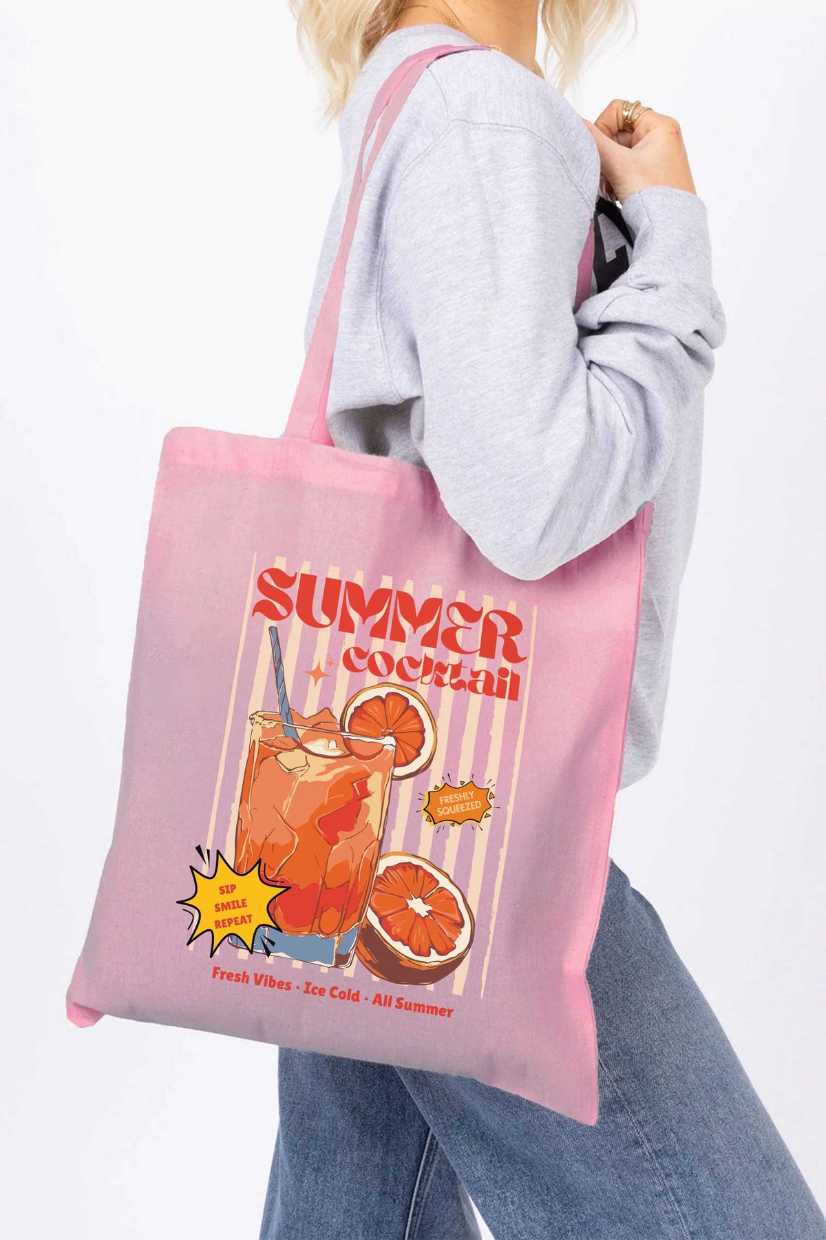 Summer Cocktail Vintage Printed Tote Bag