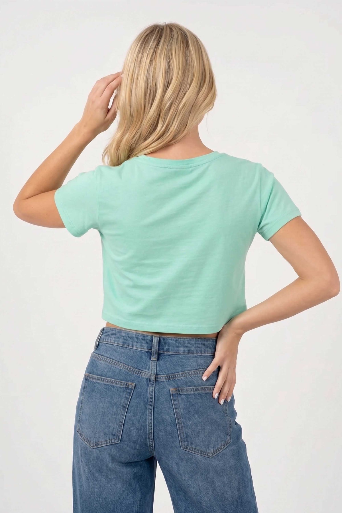 Cropped T-shirt in Butterfly Print