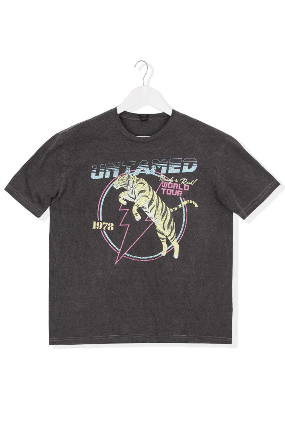 Untamed Tiger Distressed Oversized Acid Wash T-Shirt