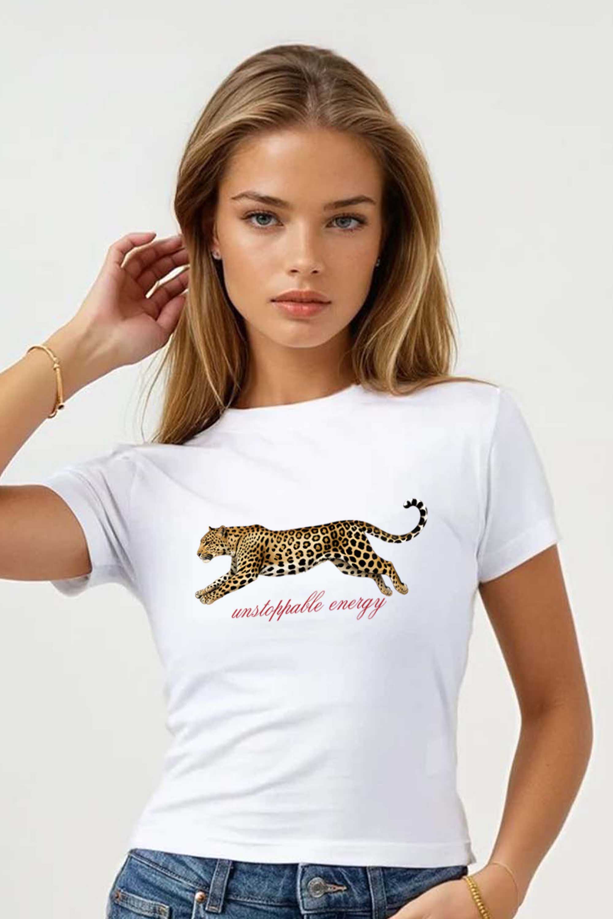 220GSM Unstoppable Energy Leopard Printed Baby Tee (Pack of 6)