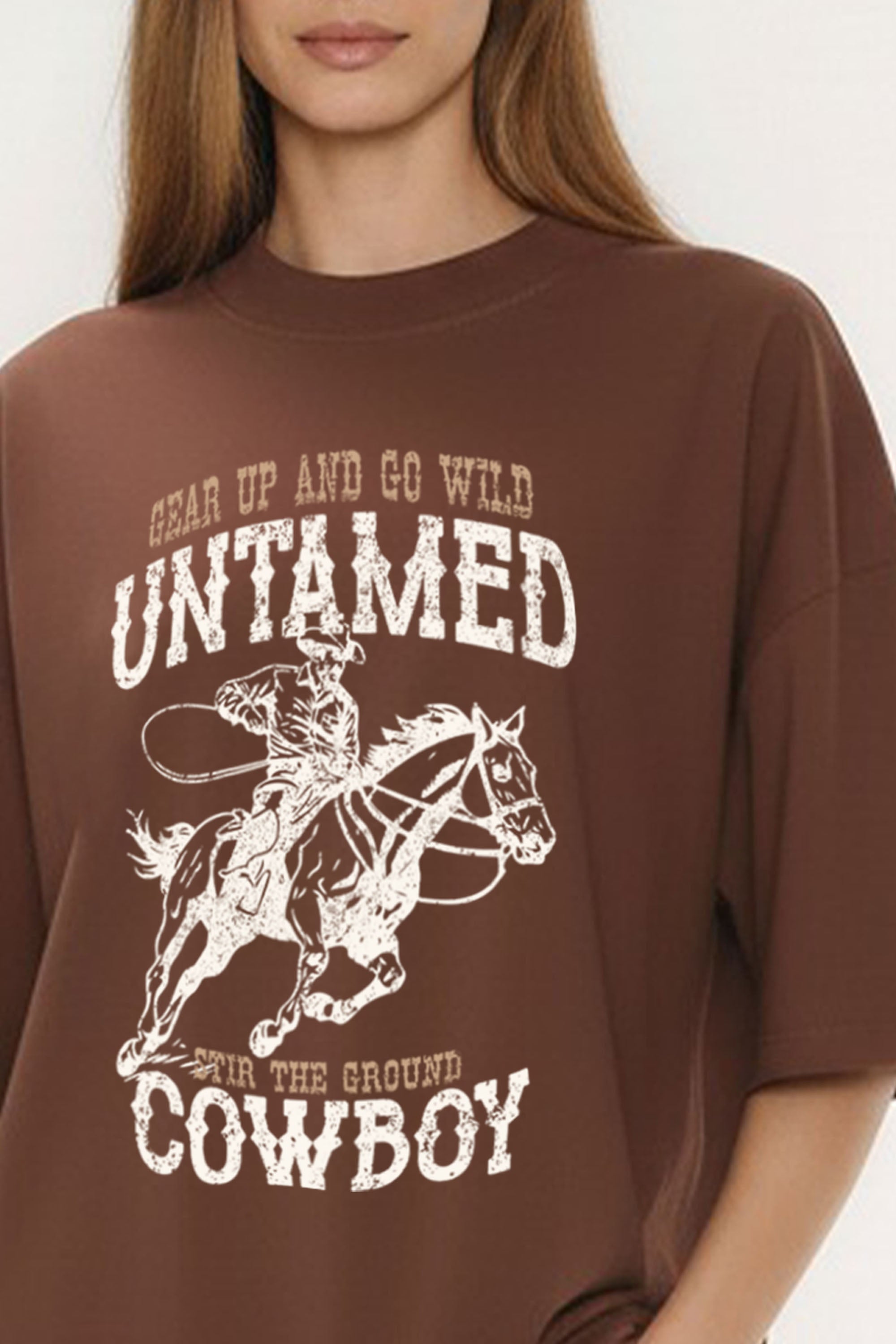 220GSM Oversized T-Shirt In Untamed Cowboy Print