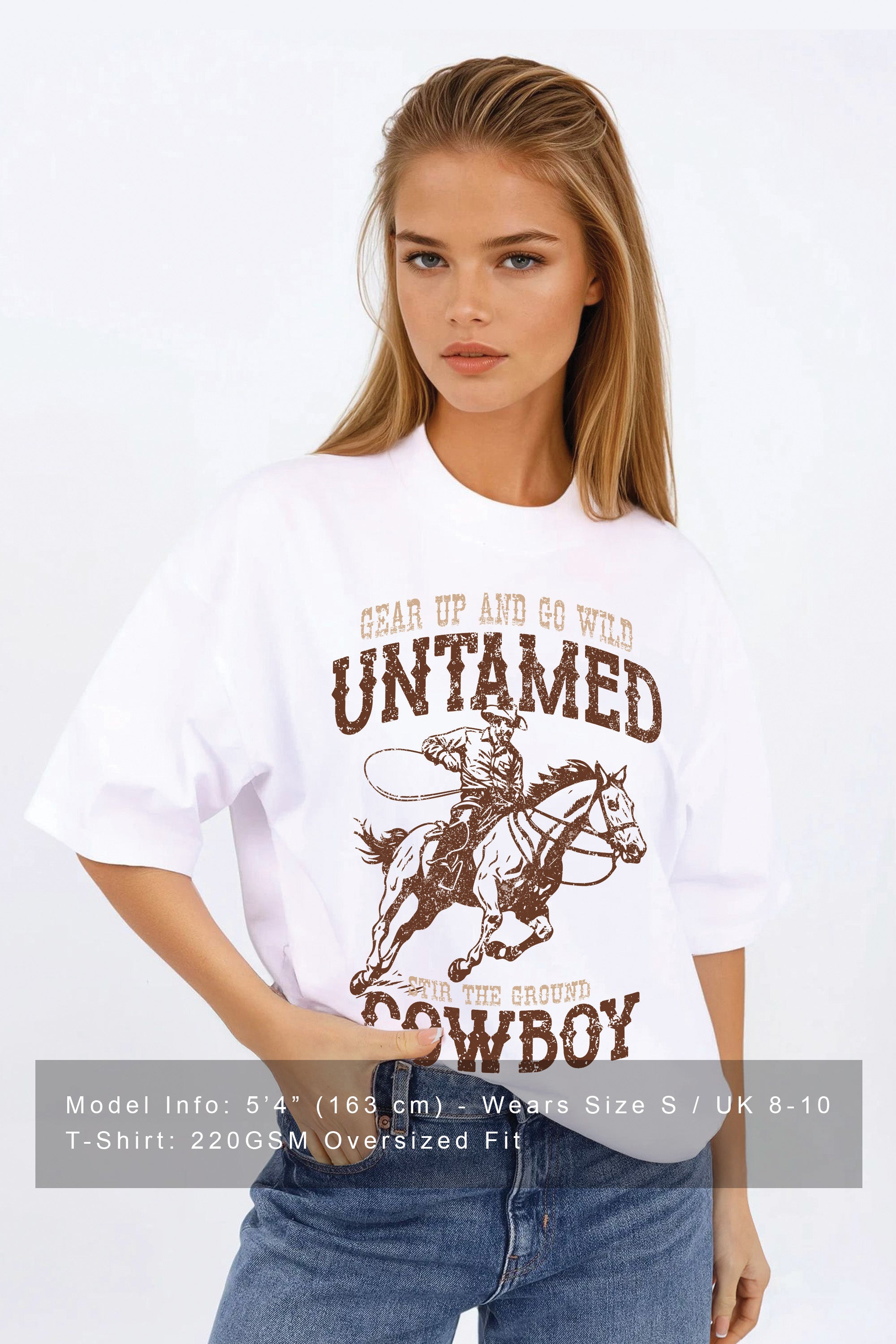 220GSM Oversized T-Shirt In Untamed Cowboy Print