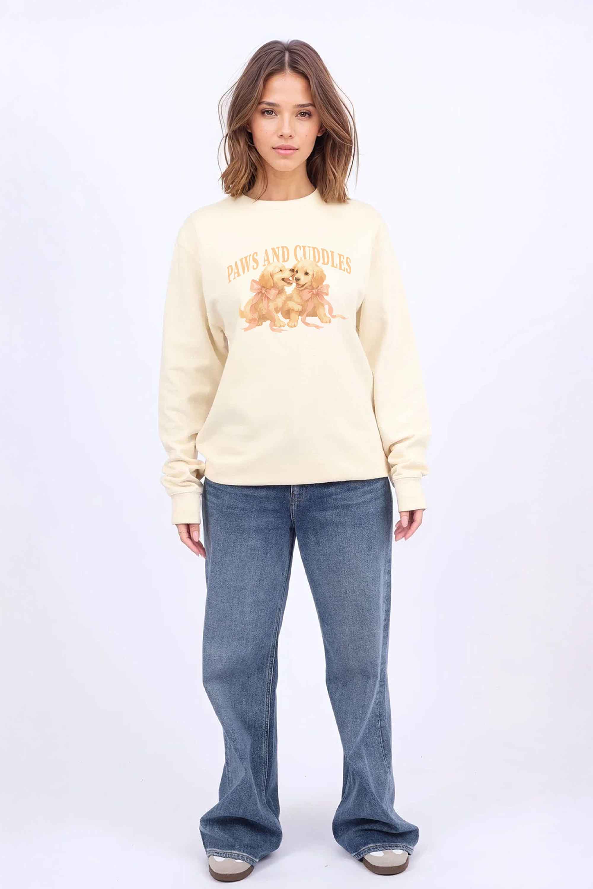 Paws and Cuddles Puppies Printed Sweatshirt