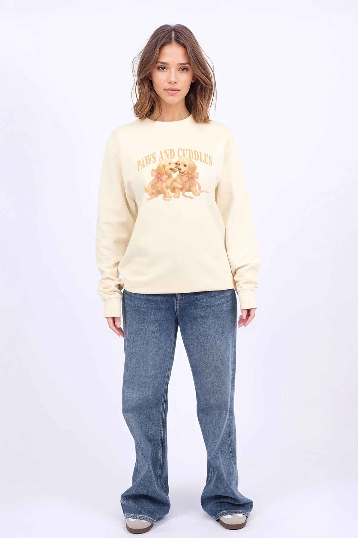 Paws and Cuddles Puppies Printed Sweatshirt