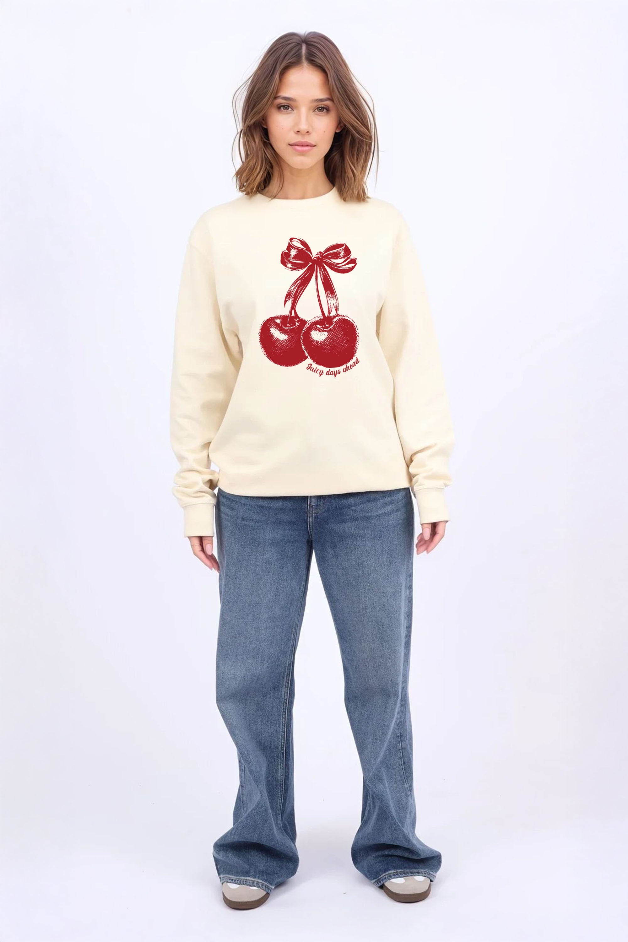 Juicy Days Ahead Cherry Printed Sweatshirt