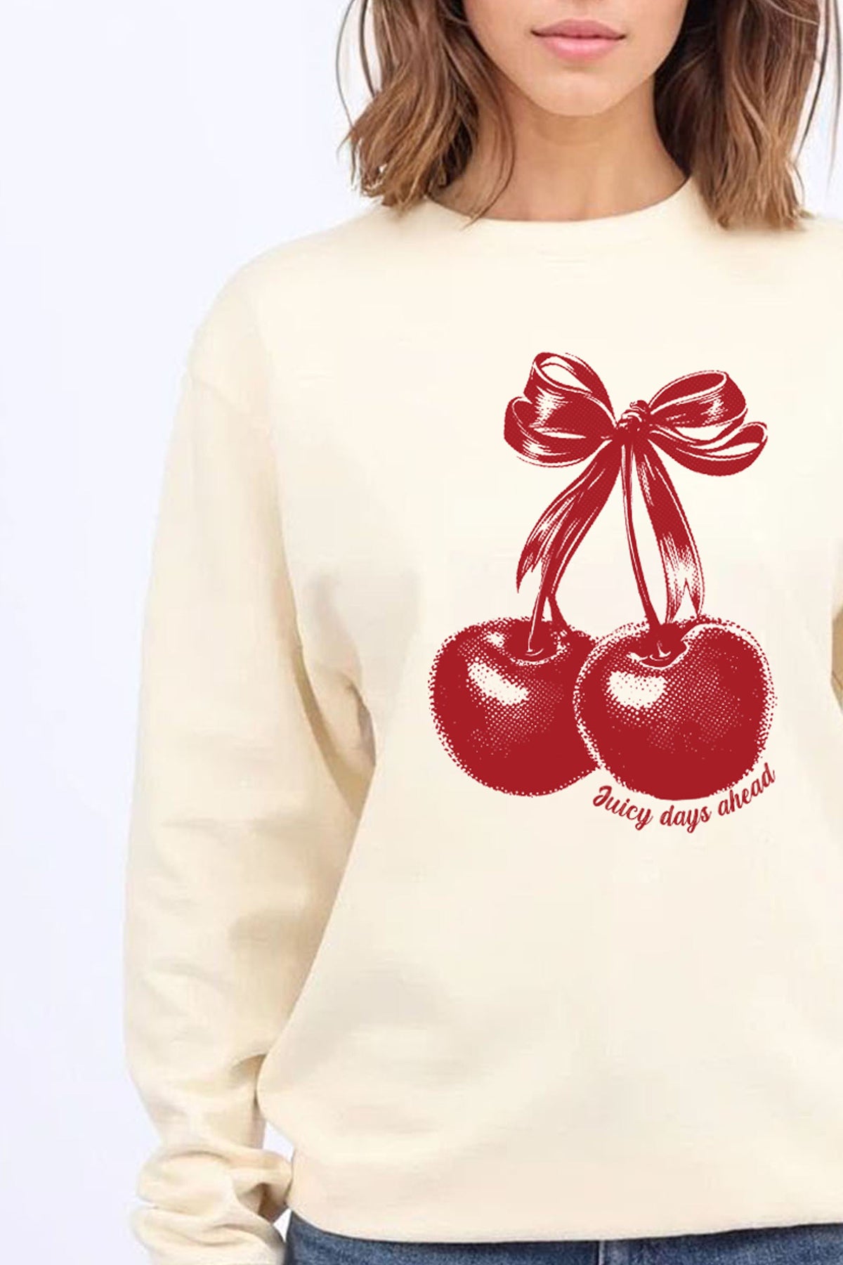 Juicy Days Ahead Cherry Printed Sweatshirt
