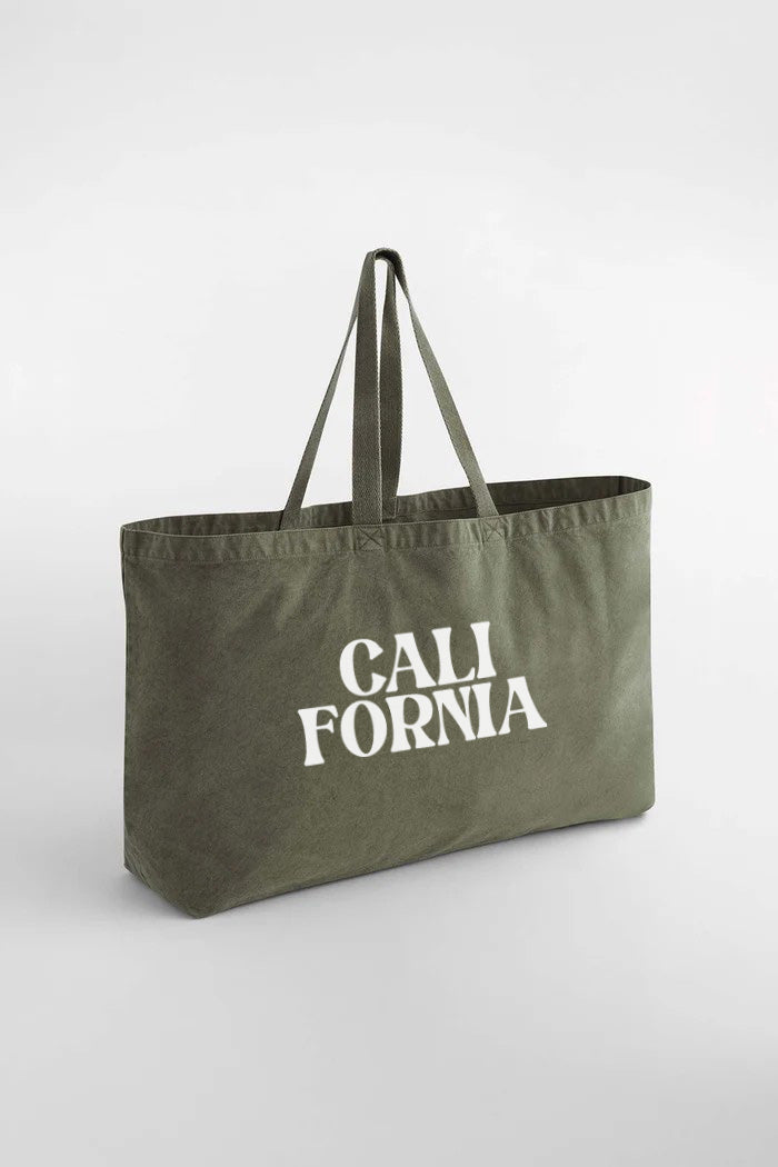407gsm Acid Washed California Printed Oversized Cotton Tote Bag