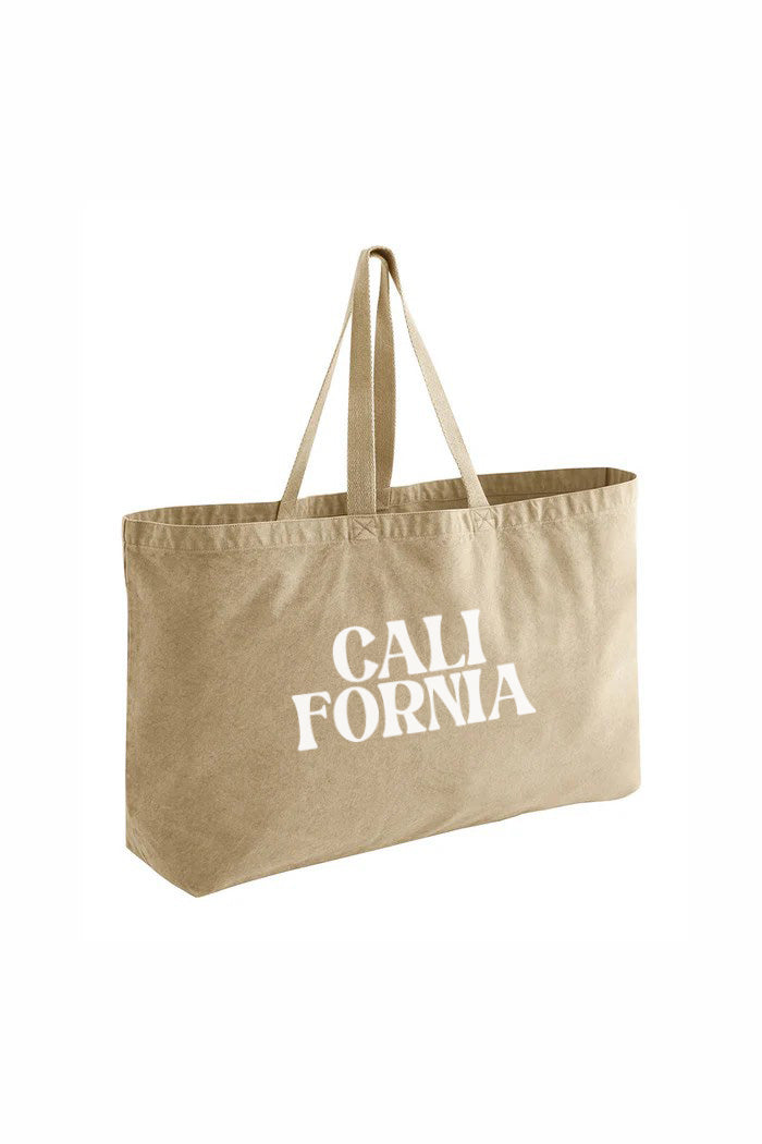 407gsm Acid Washed California Printed Oversized Cotton Tote Bag