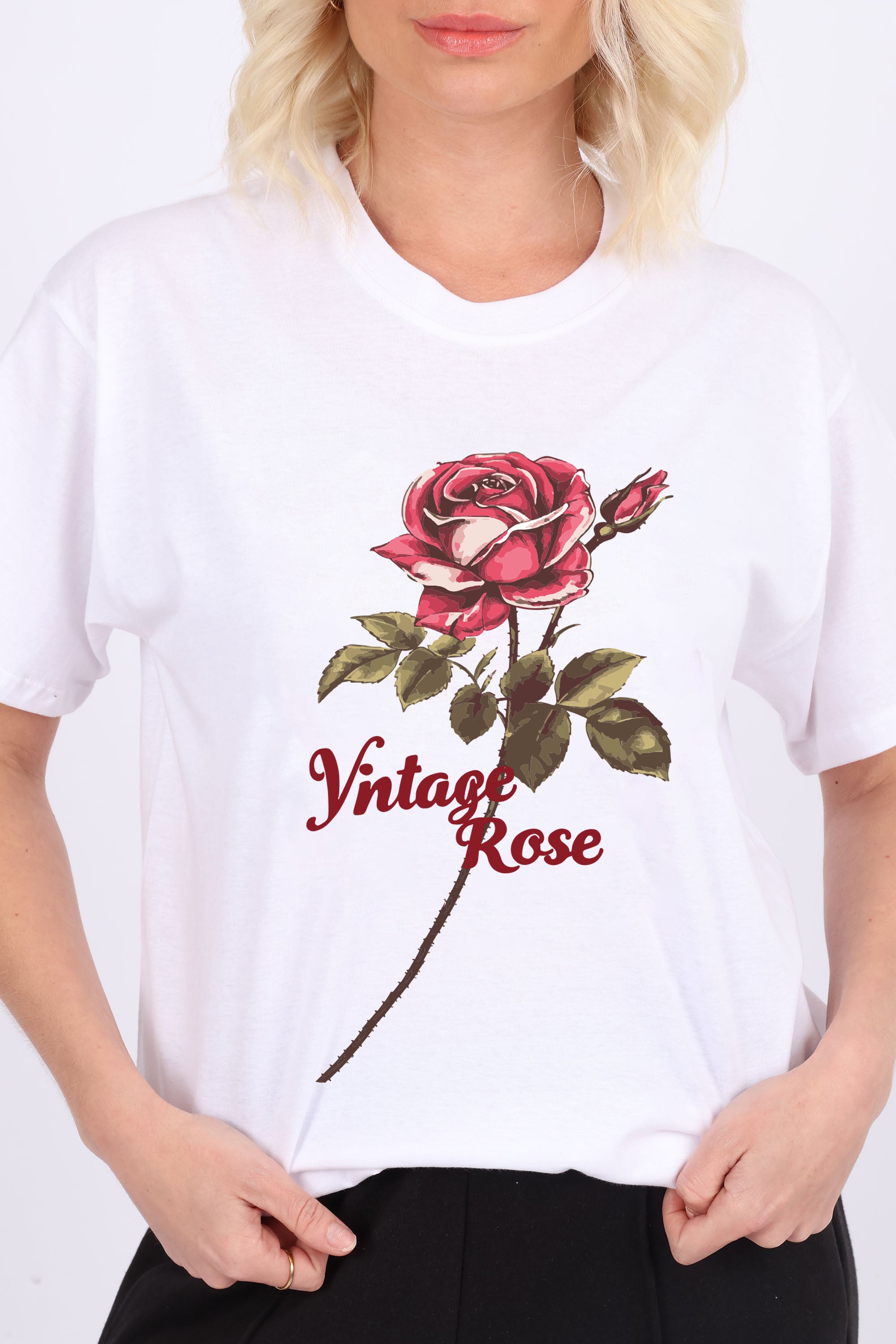 Regular Fit T-shirt in Vintage Rose Print