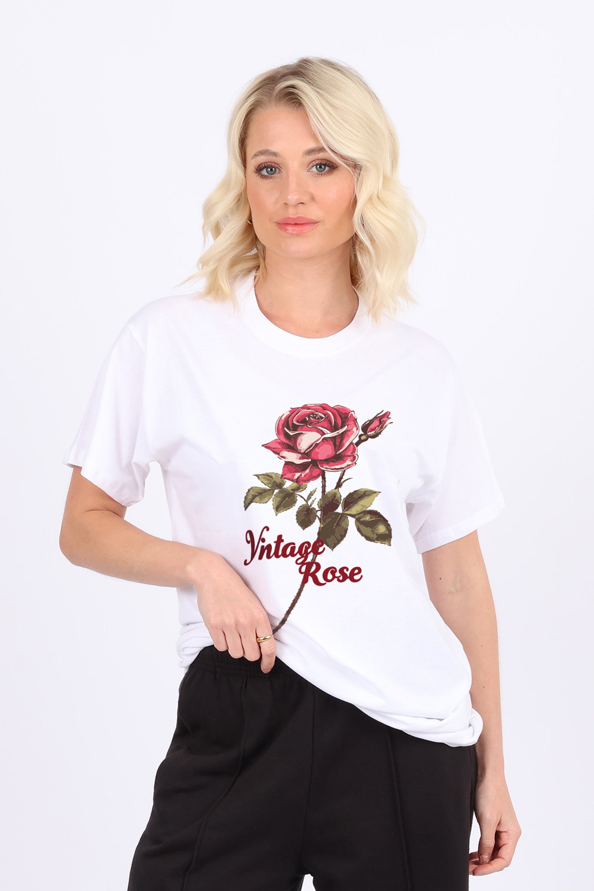 Regular Fit T-shirt in Vintage Rose Print
