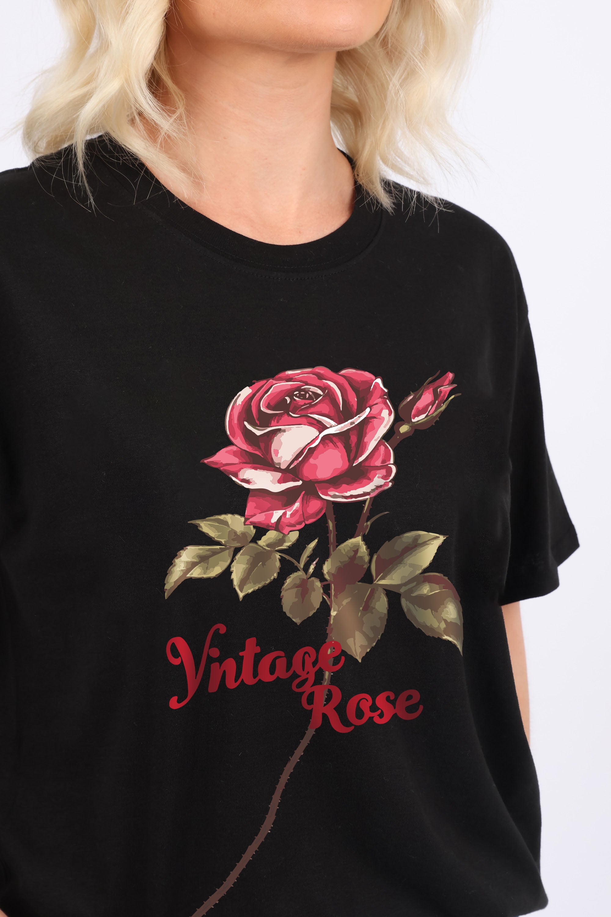 Regular Fit T-shirt in Vintage Rose Print
