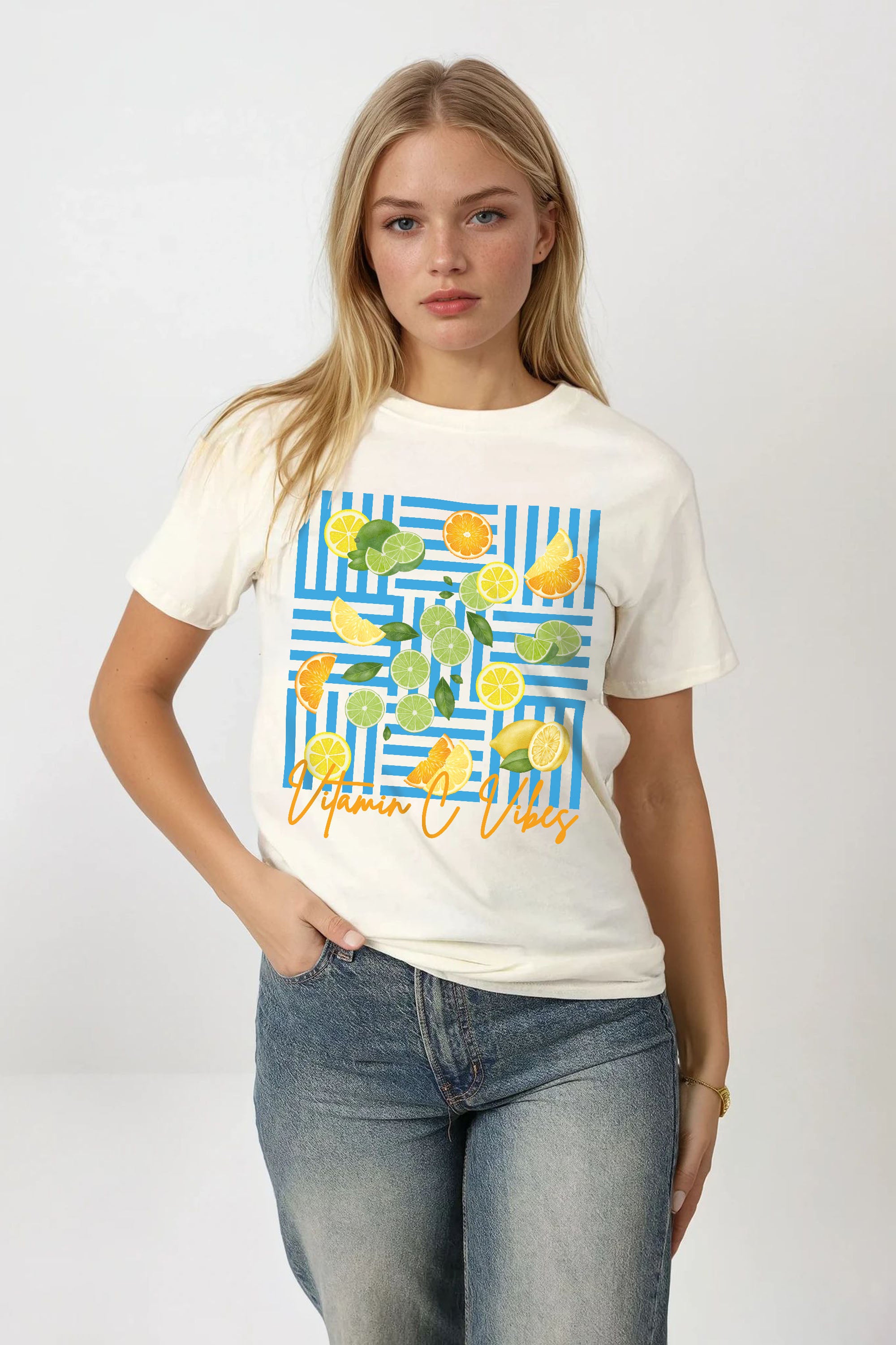 Regular Fit T-shirt in Vitamin C Vibes Lemons Print