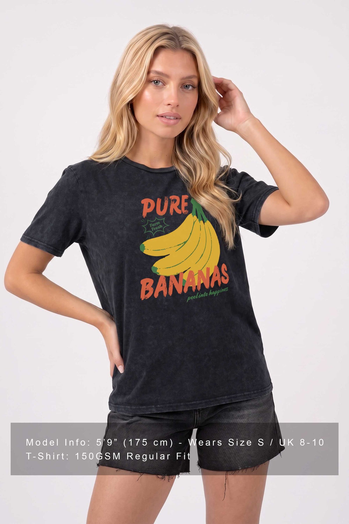Regular Fit Acid Washed T-shirt in Pure Bananas Print