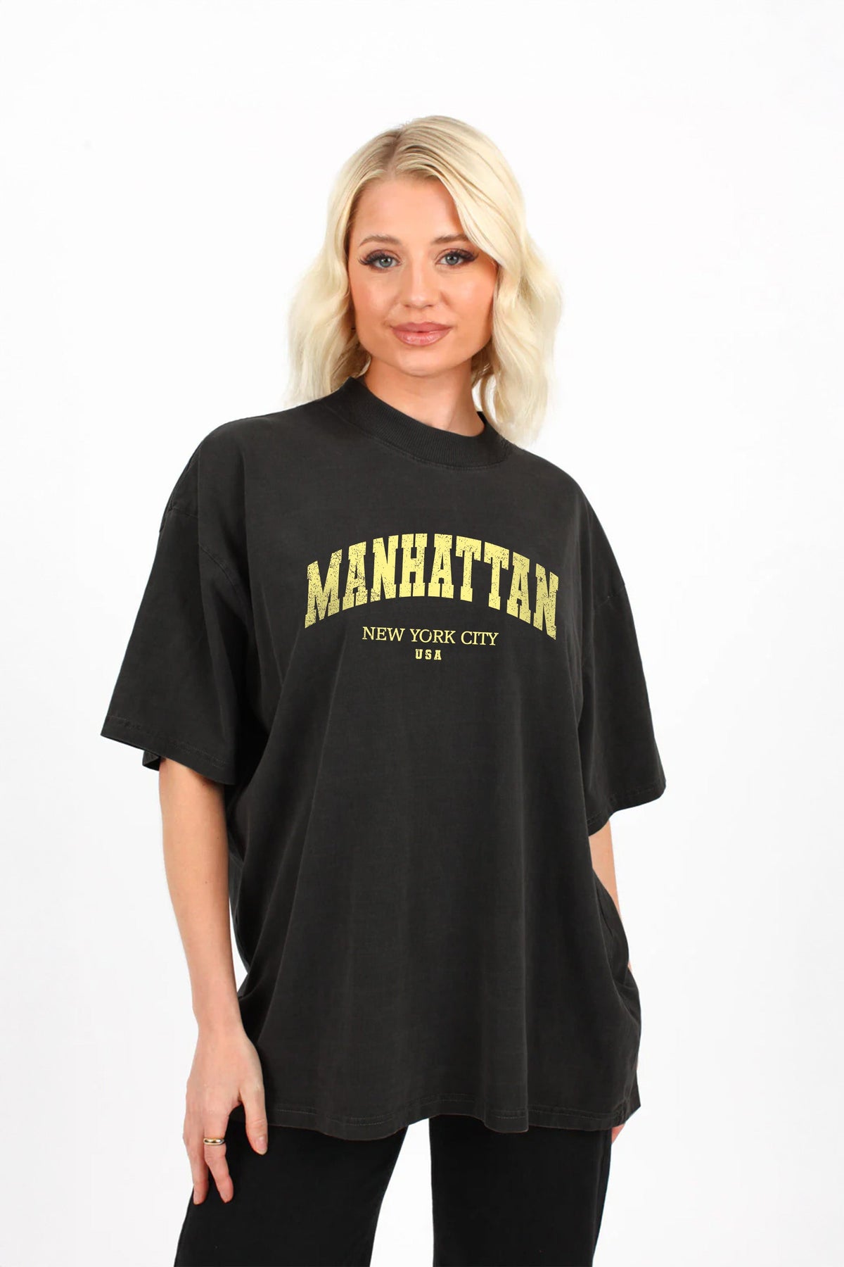 150GSM Oversized Washed T-Shirts in Manhattan Print