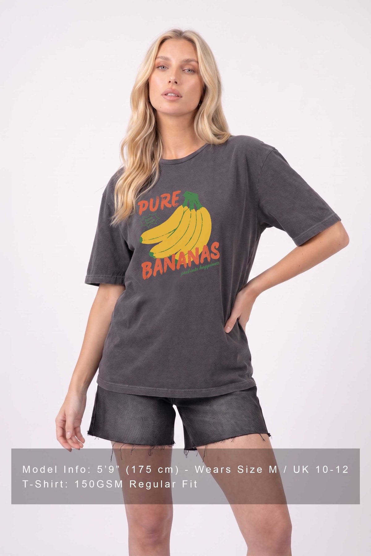 Regular Fit Acid Washed T-shirt in Pure Bananas Print