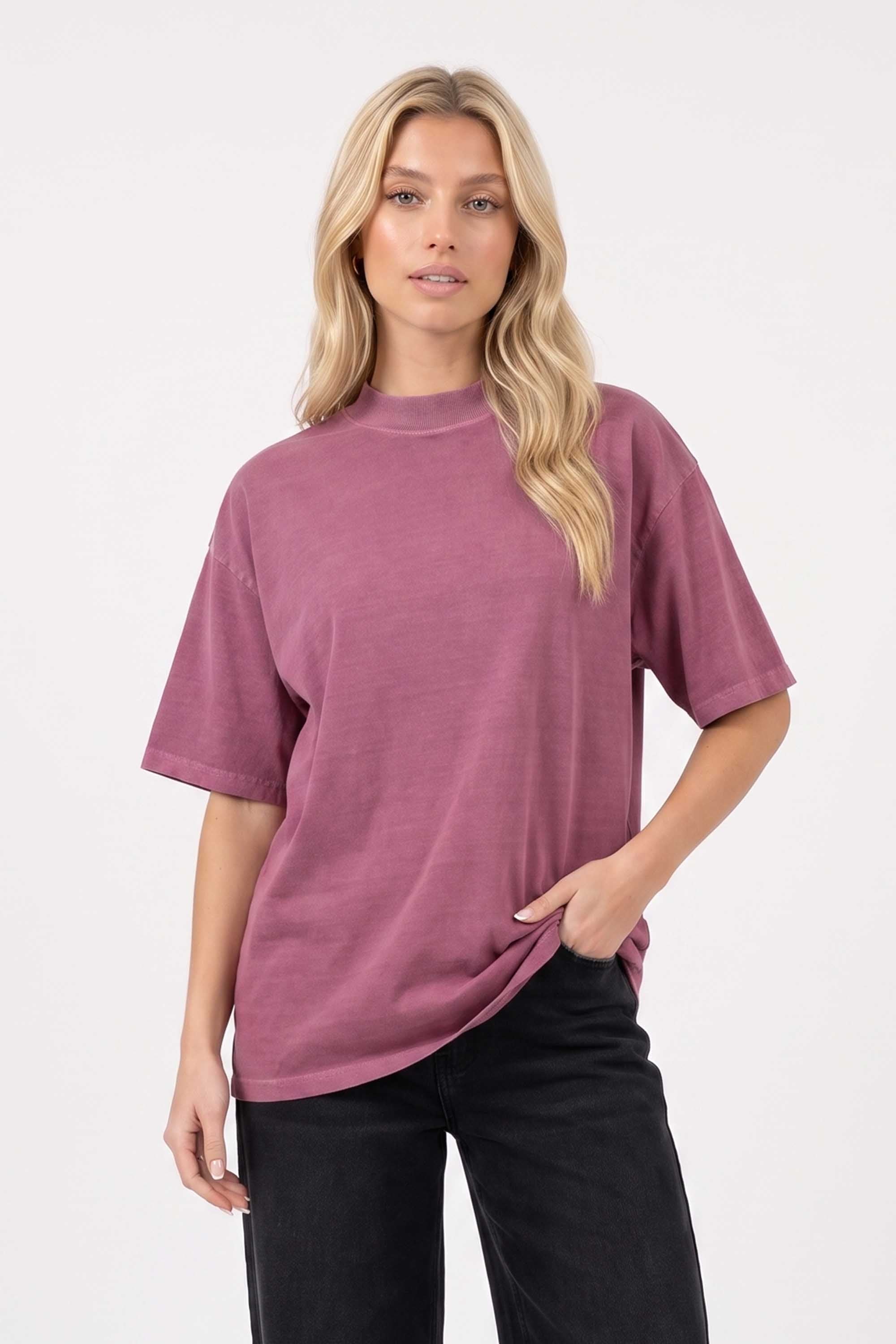 220GSM Unisex Oversized Plain Acid Washed T-Shirts