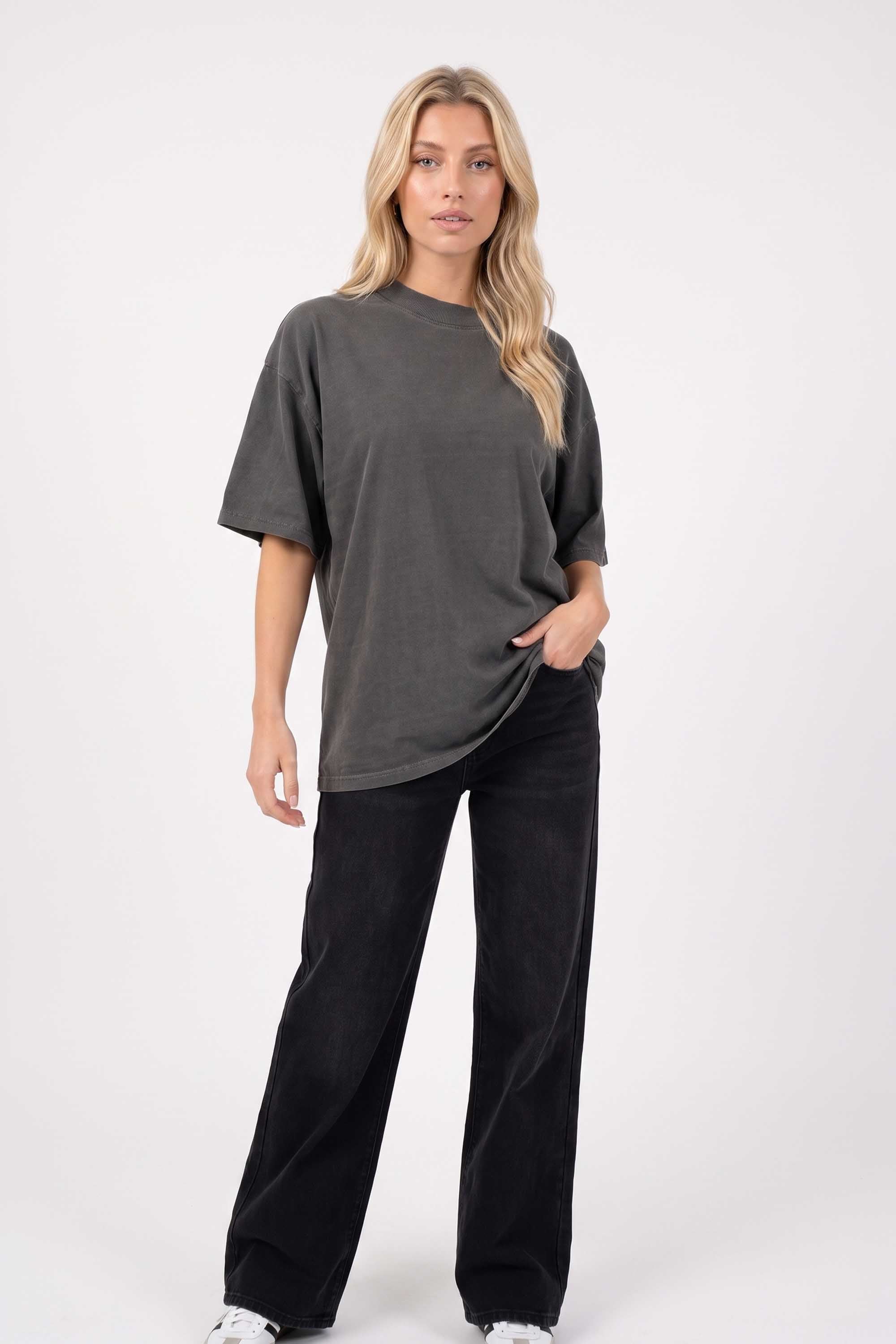 220GSM Unisex Oversized Plain Acid Washed T-Shirts