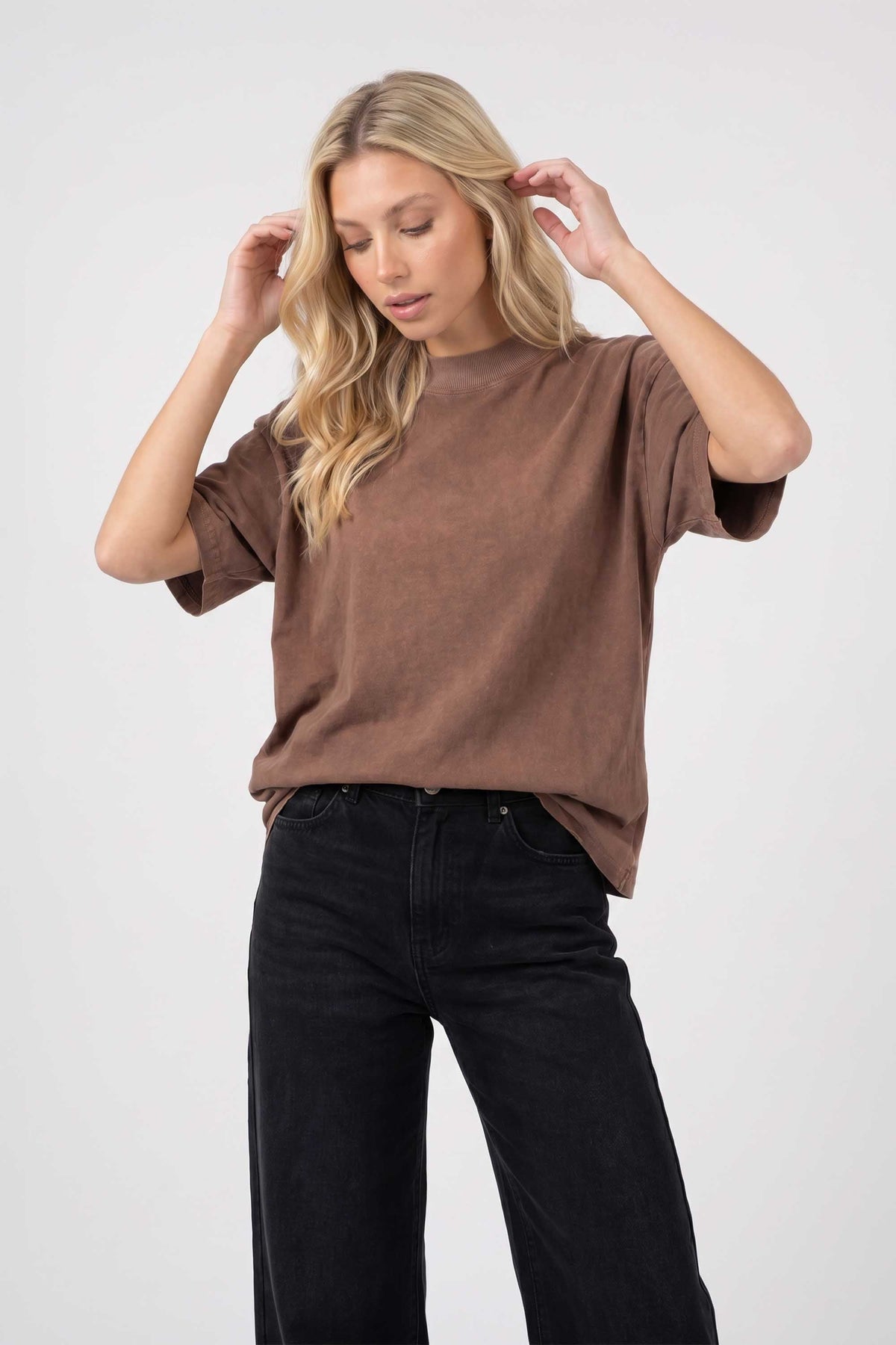220GSM Unisex Oversized Plain Acid Washed T-Shirts