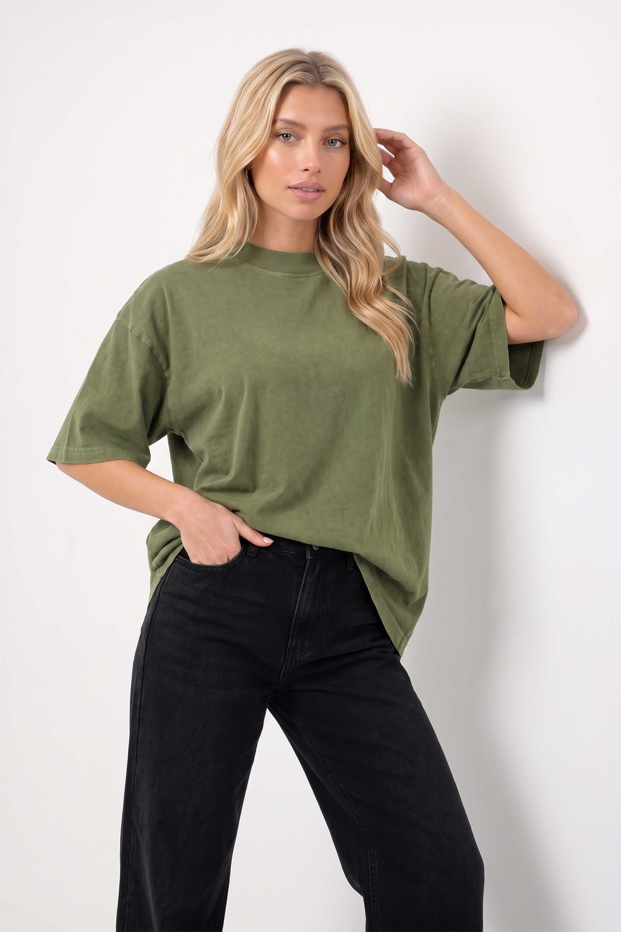 220GSM Unisex Oversized Plain Acid Washed T-Shirts