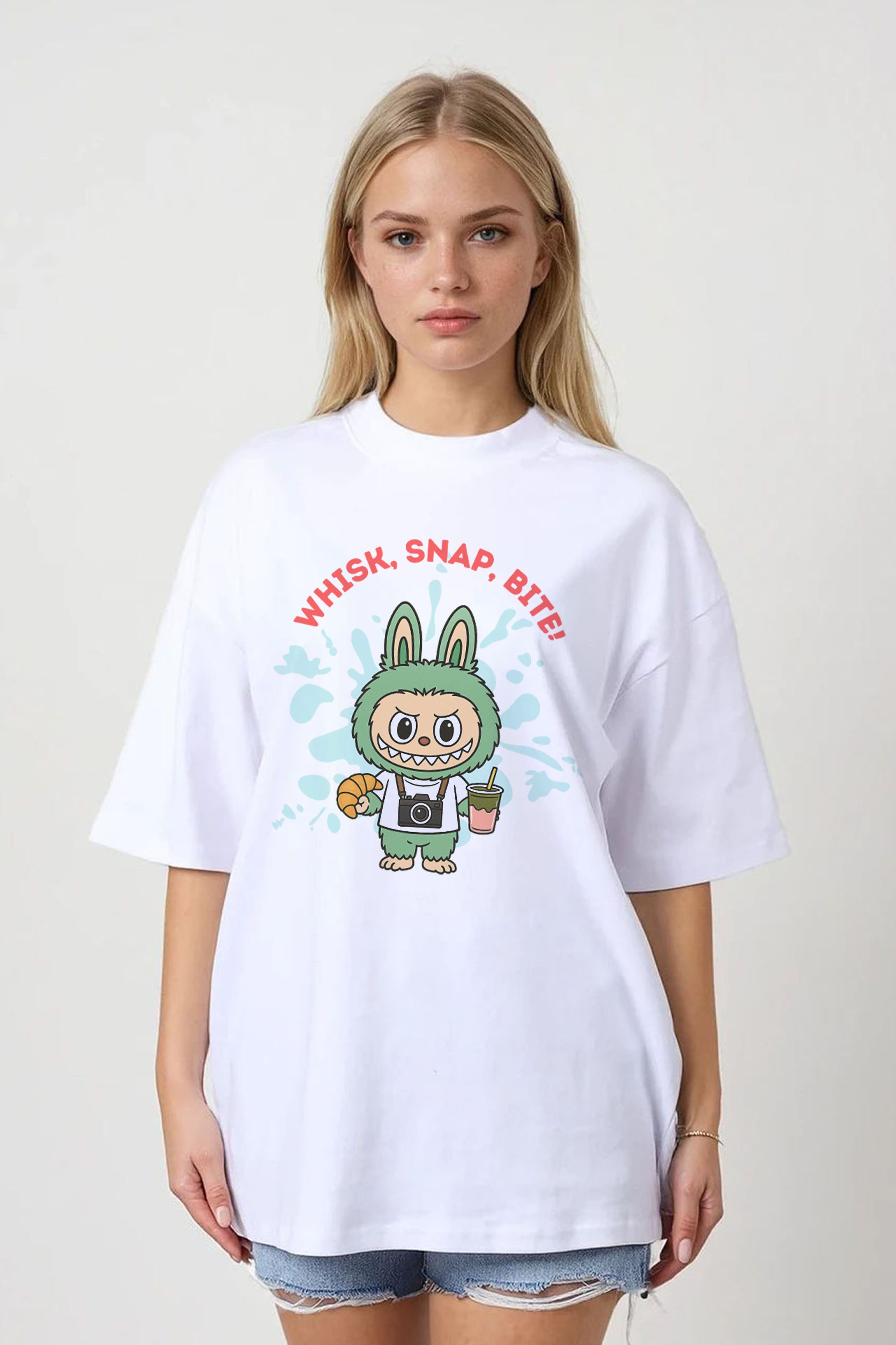 150GSM Oversized T-Shirt in Labubu Whisk Matcha Print