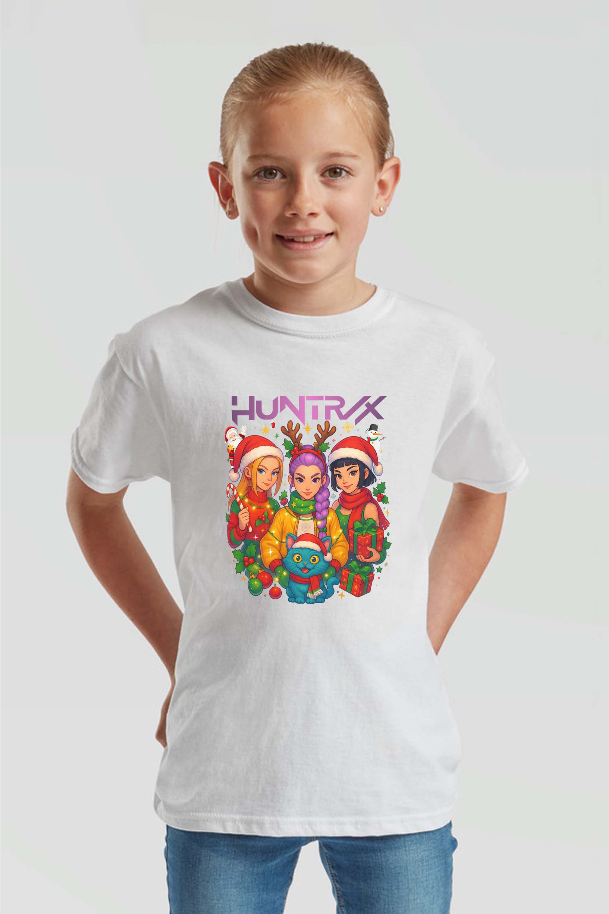 Kids K-Pop Christmas Squad Graphic Printed T-Shirt