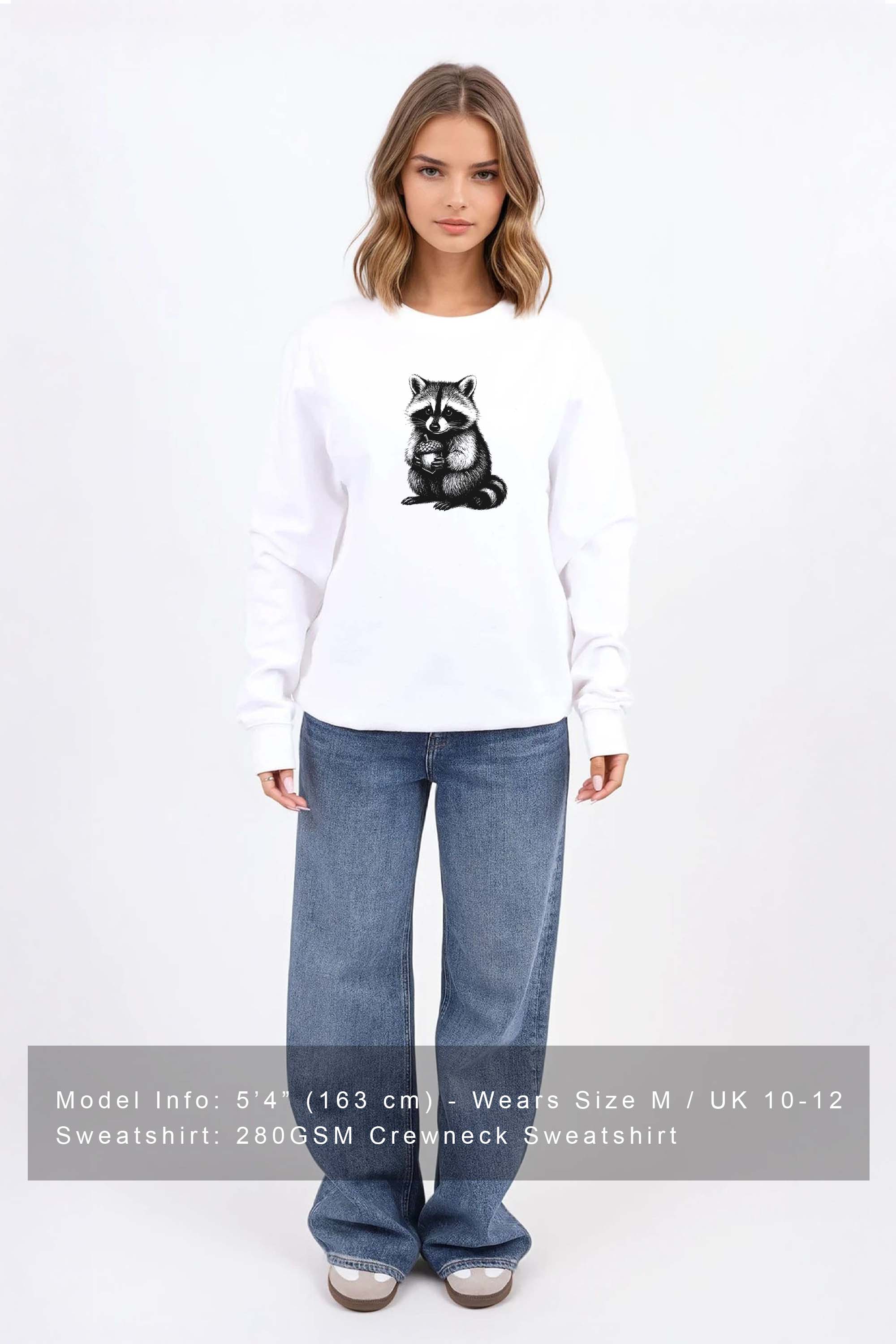 Raccoon Line Art Printed Sweatshirt
