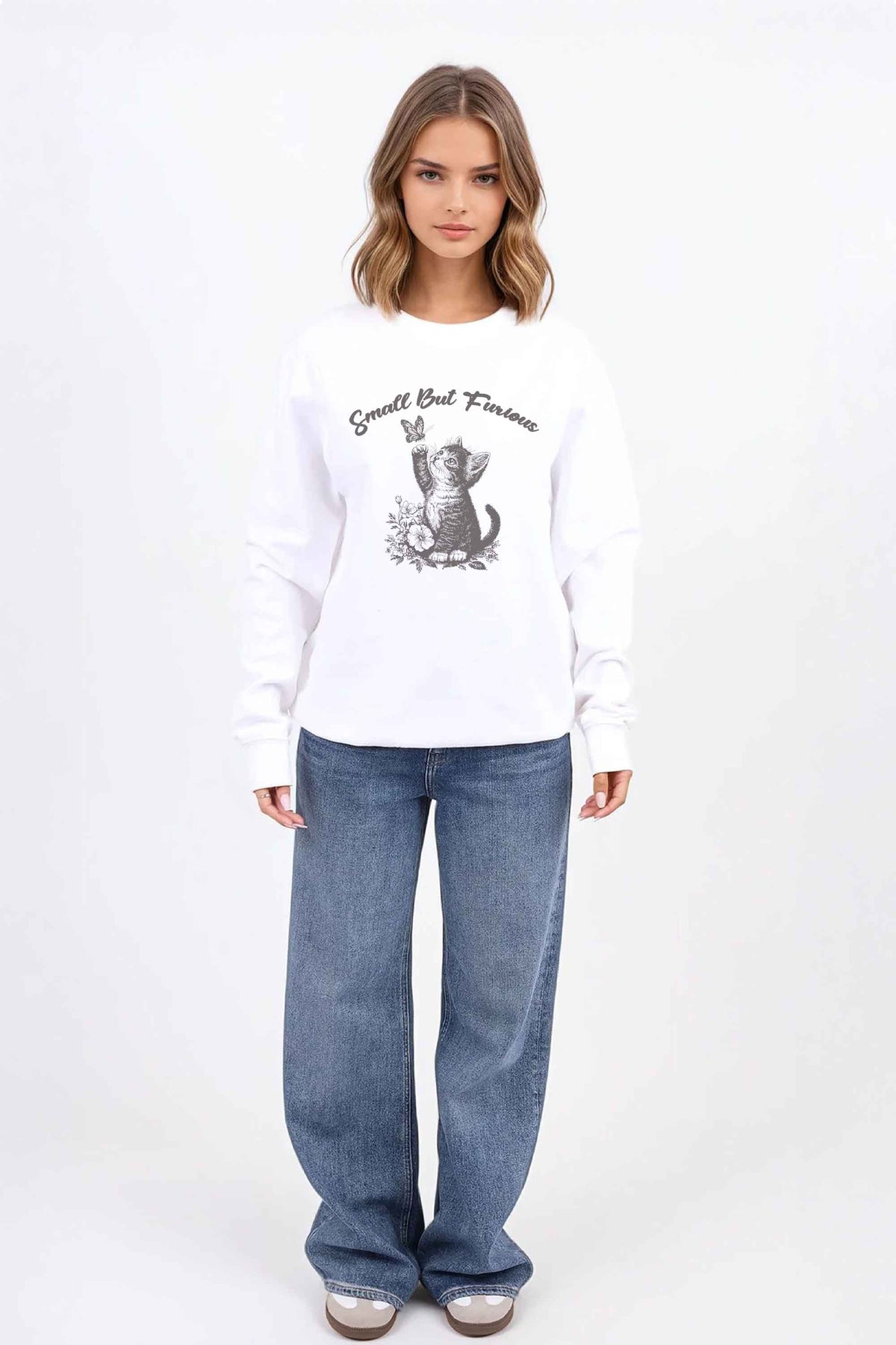Small But Furious Cat Printed Sweatshirt