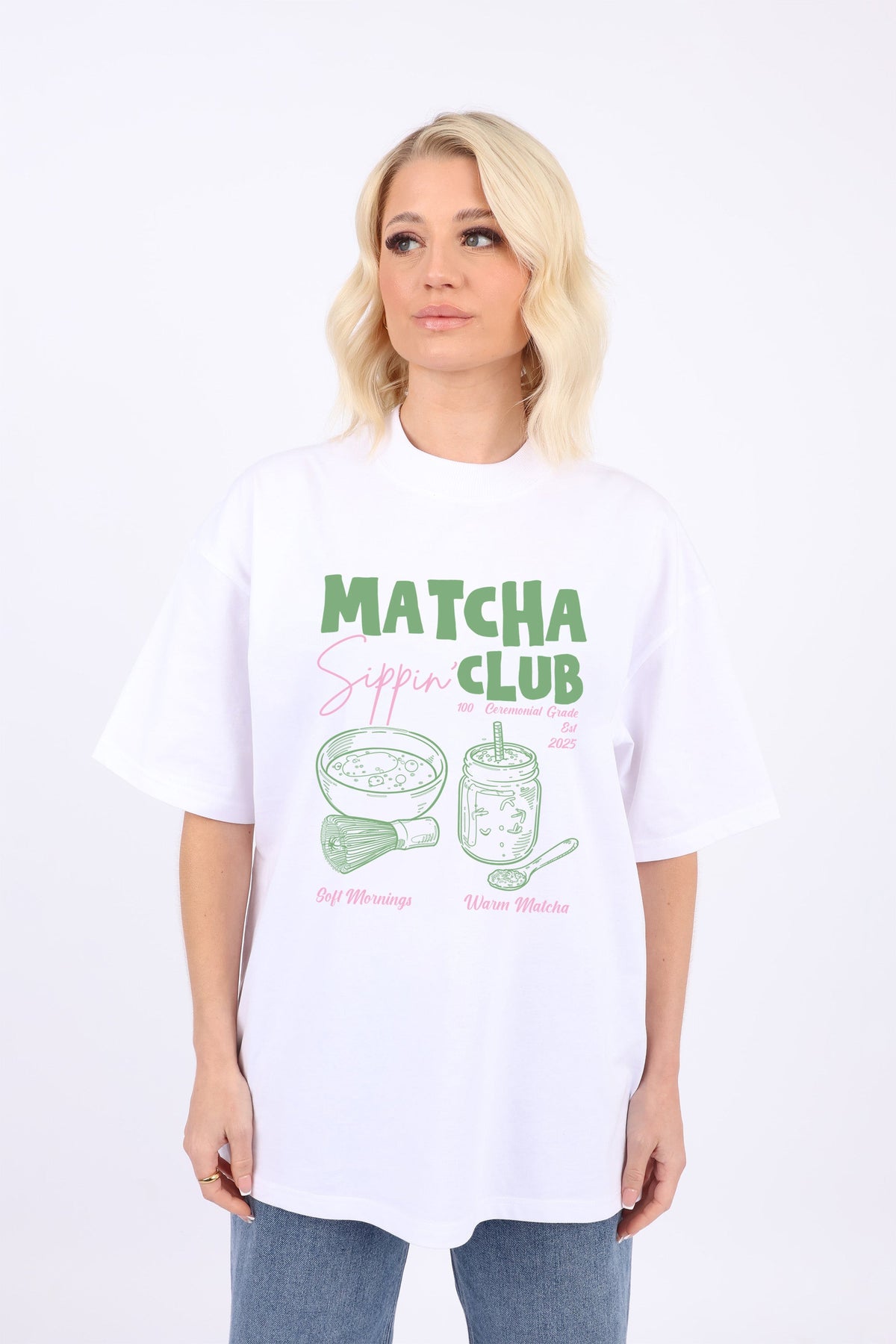 220GSM Oversized T-Shirt In Matcha Club Print