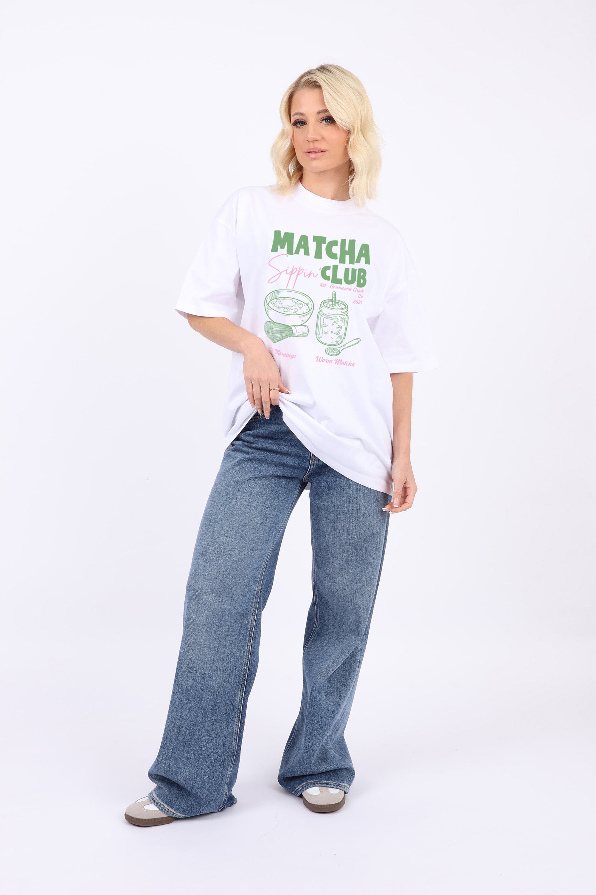 220GSM Oversized T-Shirt In Matcha Club Print (Custom Pack)