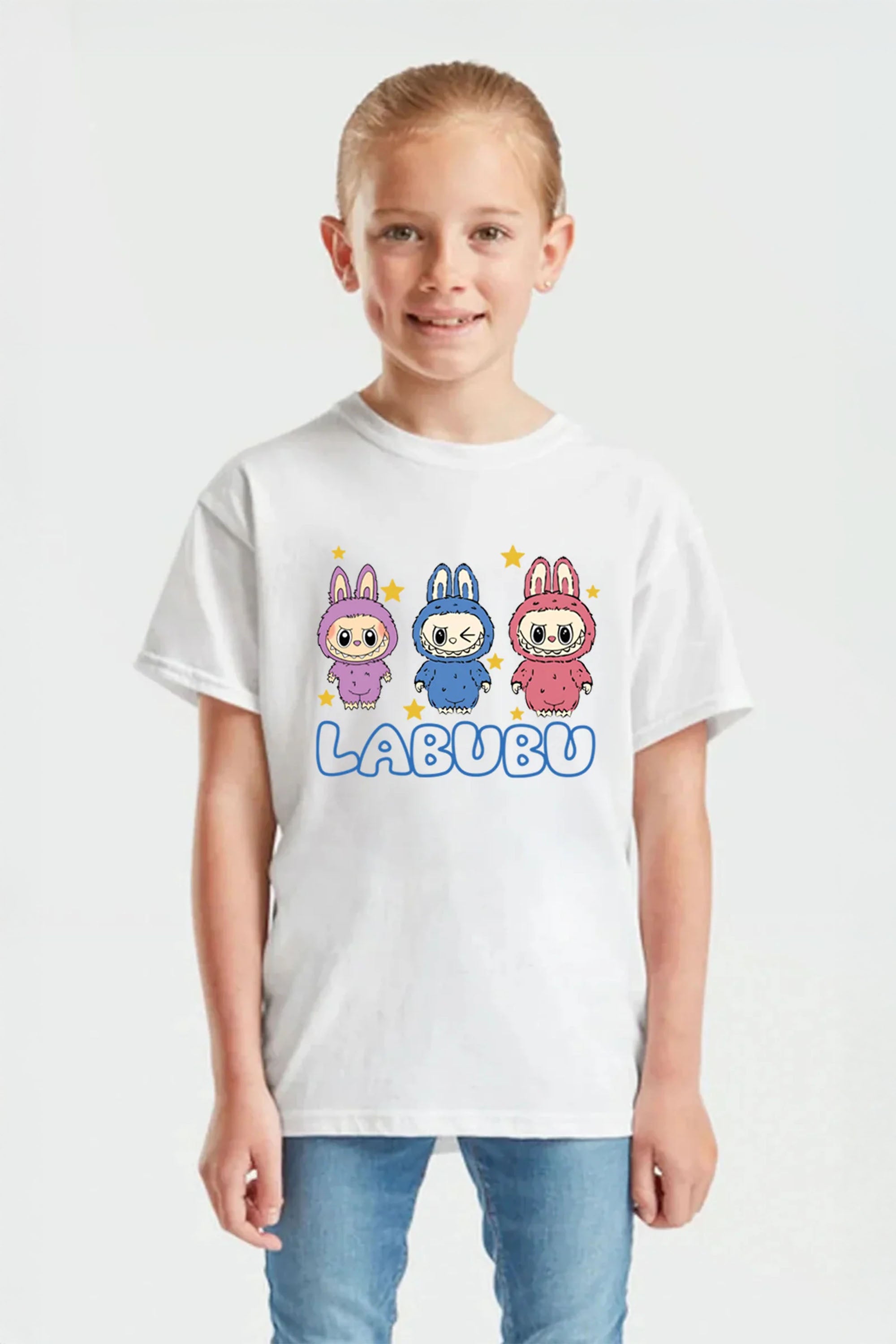 Kids Purple Multi Labubu Printed T-Shirt (Pack of 5)