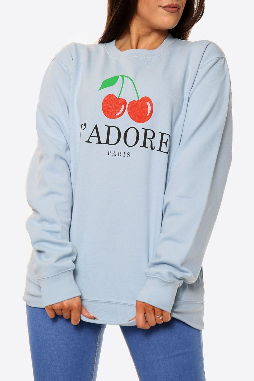 J'ADORE Cherry Print Oversized Sweatshirt (PACK OF 6)